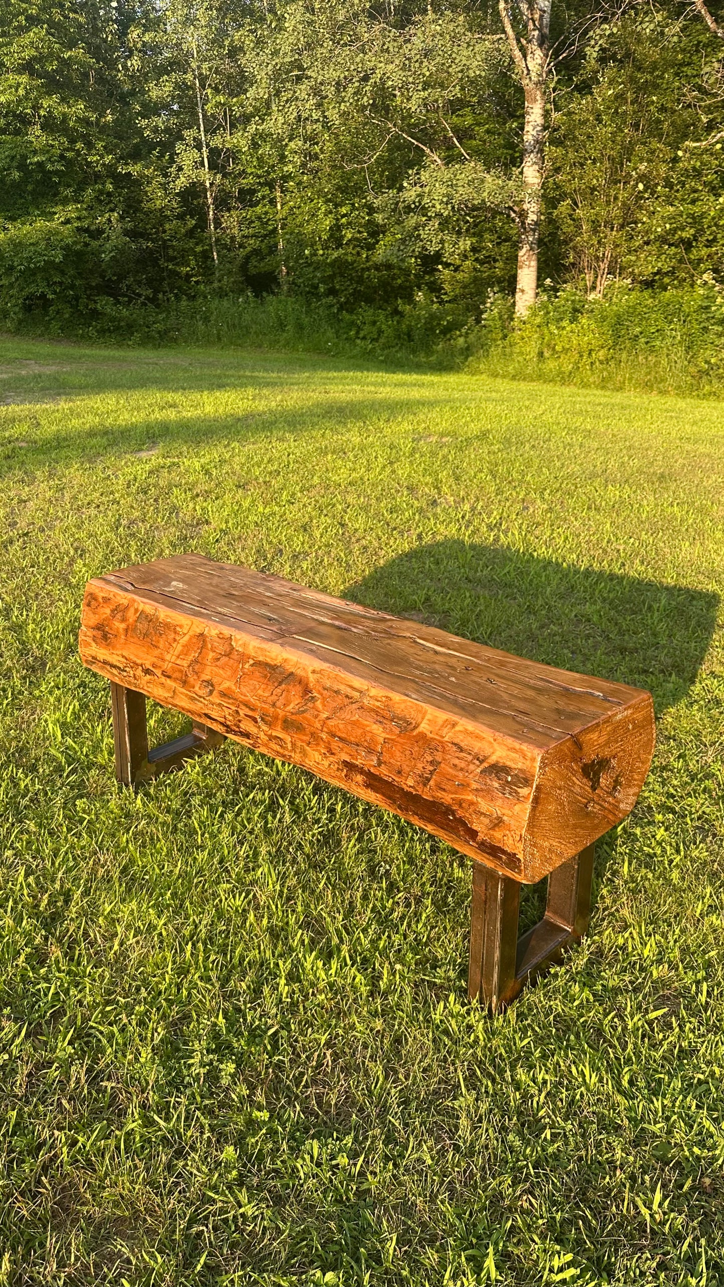 3 1/2’ L Rustic Reclaimed Barn Wood Beam Bench