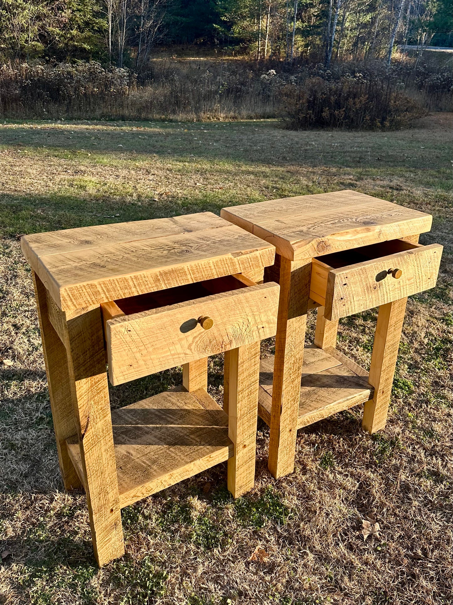 Set of 2 Rustic Reclaimed Wood Night Stands