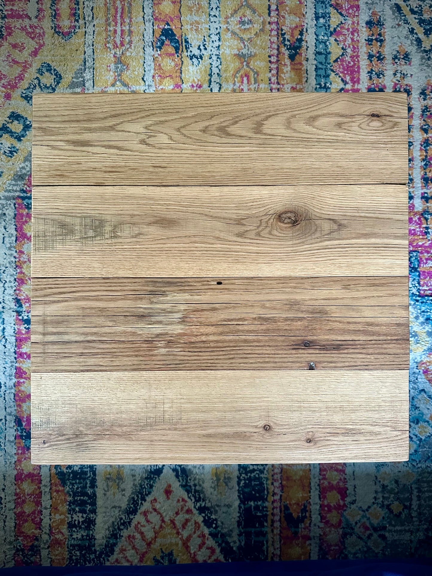 Compact Rustic Oak + Steel Coffee Table