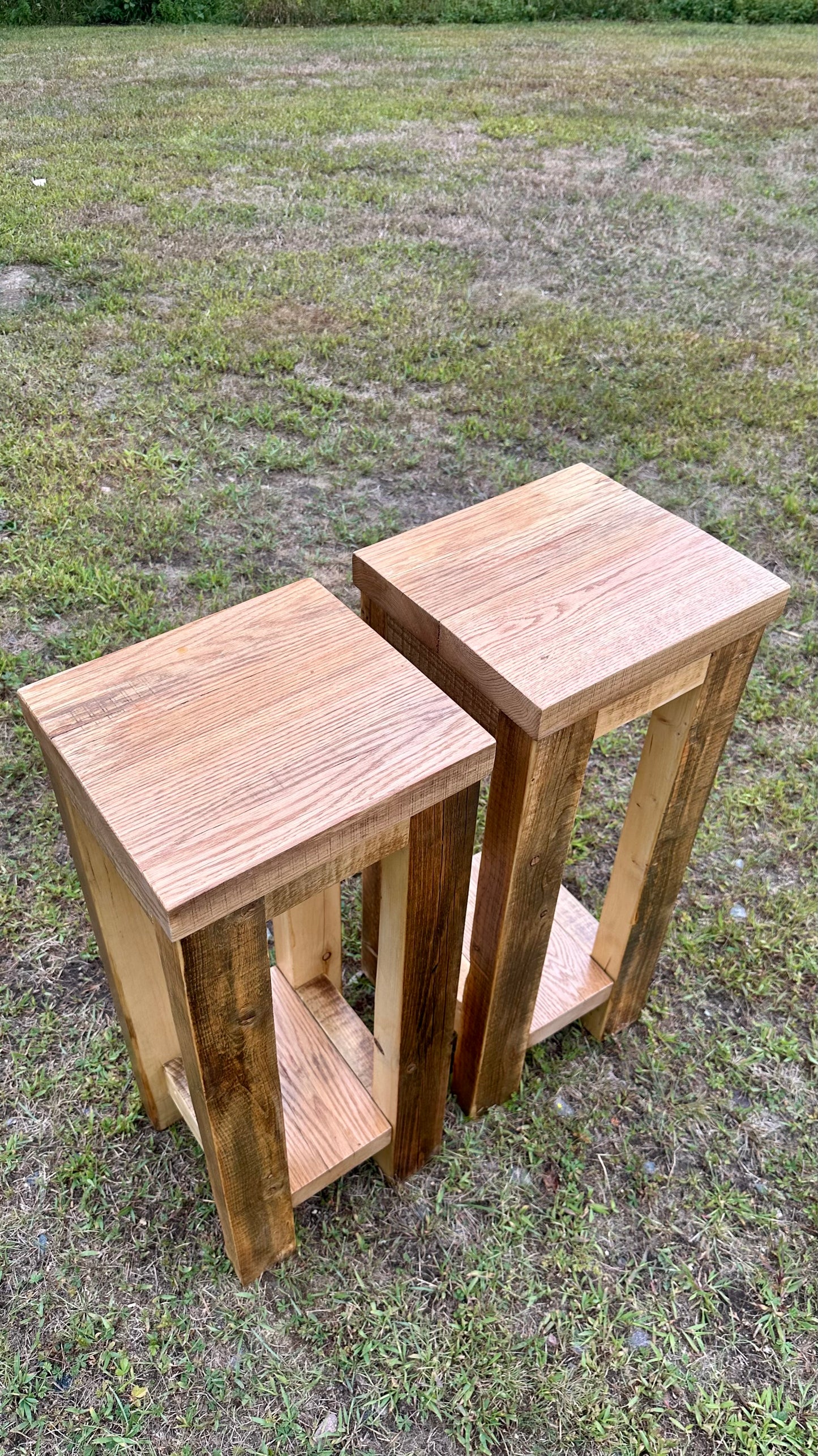 2 x Rustic Reclaimed Oak and Pine Night Stands / Side Tables