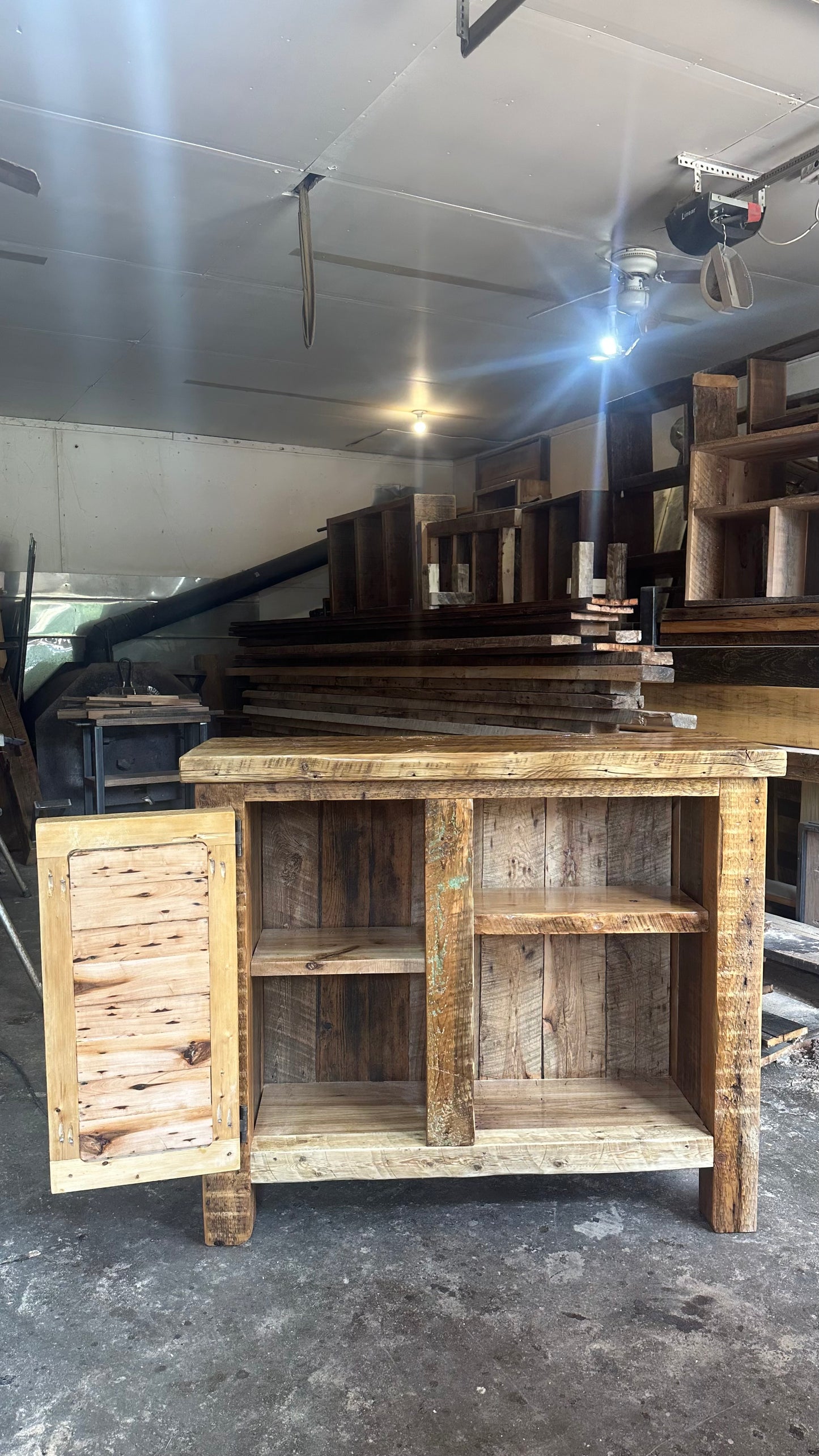4 1/2’ L Rustic Reclaimed Wood Bar Cabinet