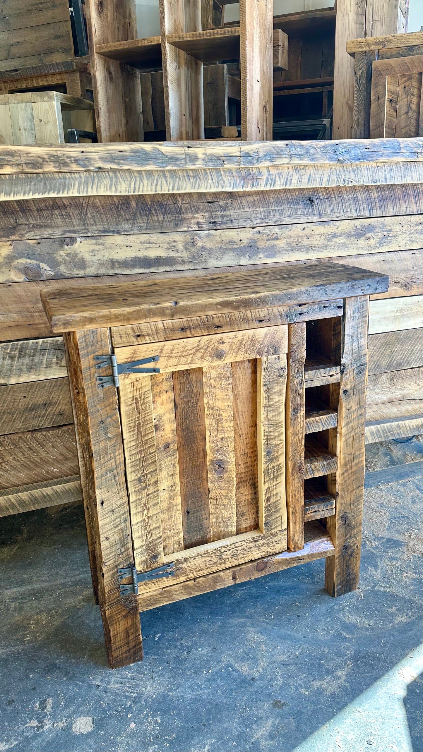 3’ L Rustic Reclaimed Wood Bar / Kitchen Cabinet