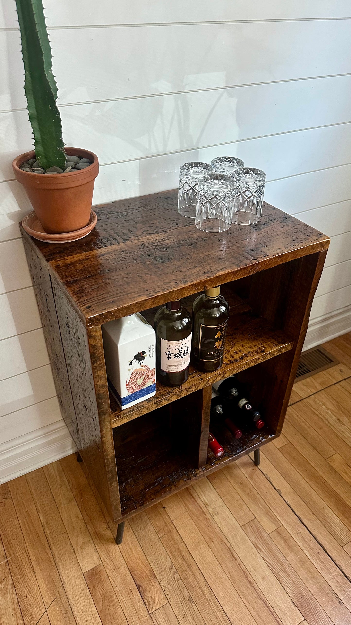 Rustic Reclaimed Wood Record / Vinyl / Media Table