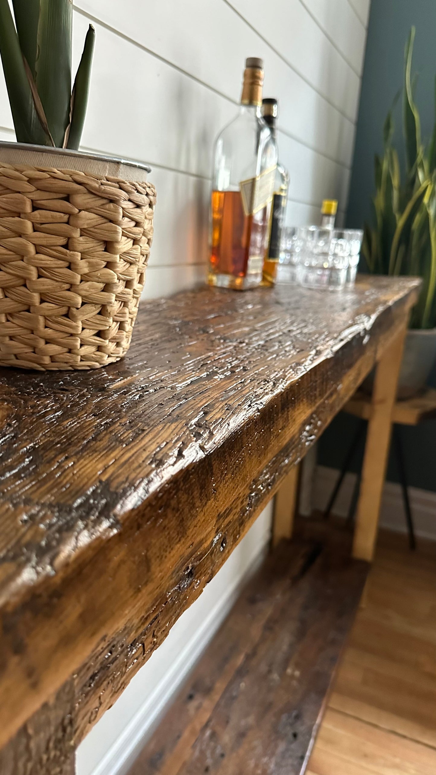 5’ L Rustic Wood Bar / Entryway Table
