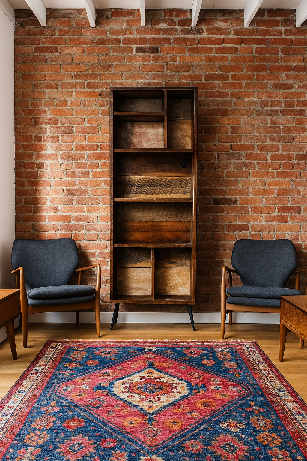 6’ H Rustic Wood Bookcase - Pin Legs