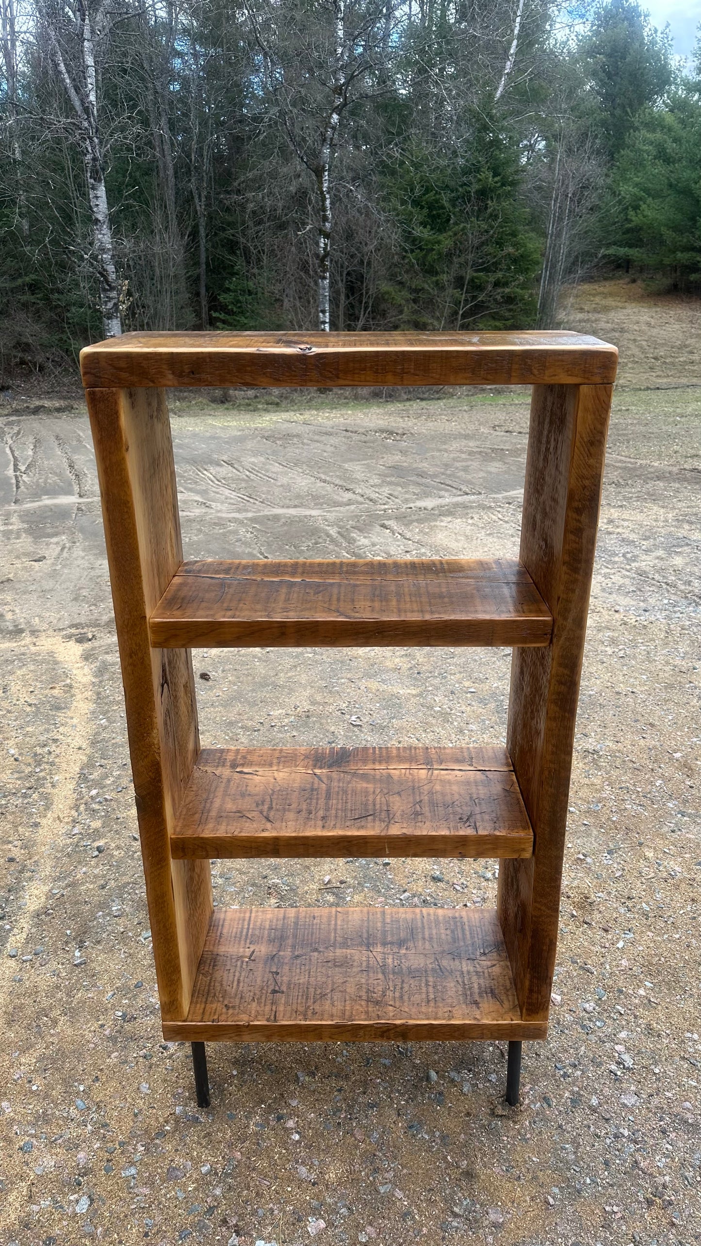 5’ H Rustic Reclaimed Wood + Steel Bookcase