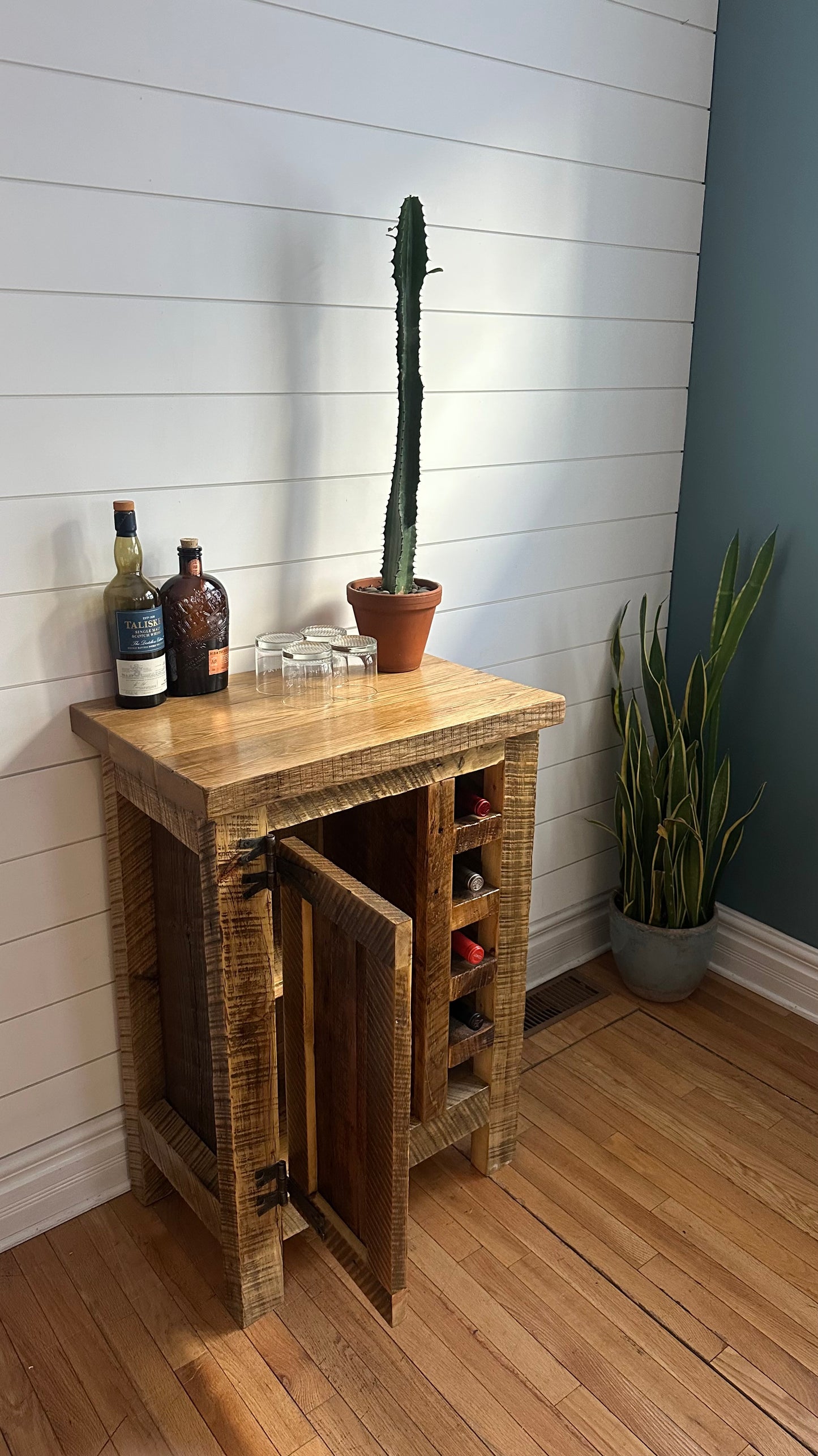 2’ L Rustic Reclaimed Wood Bar/Wine Cabinet