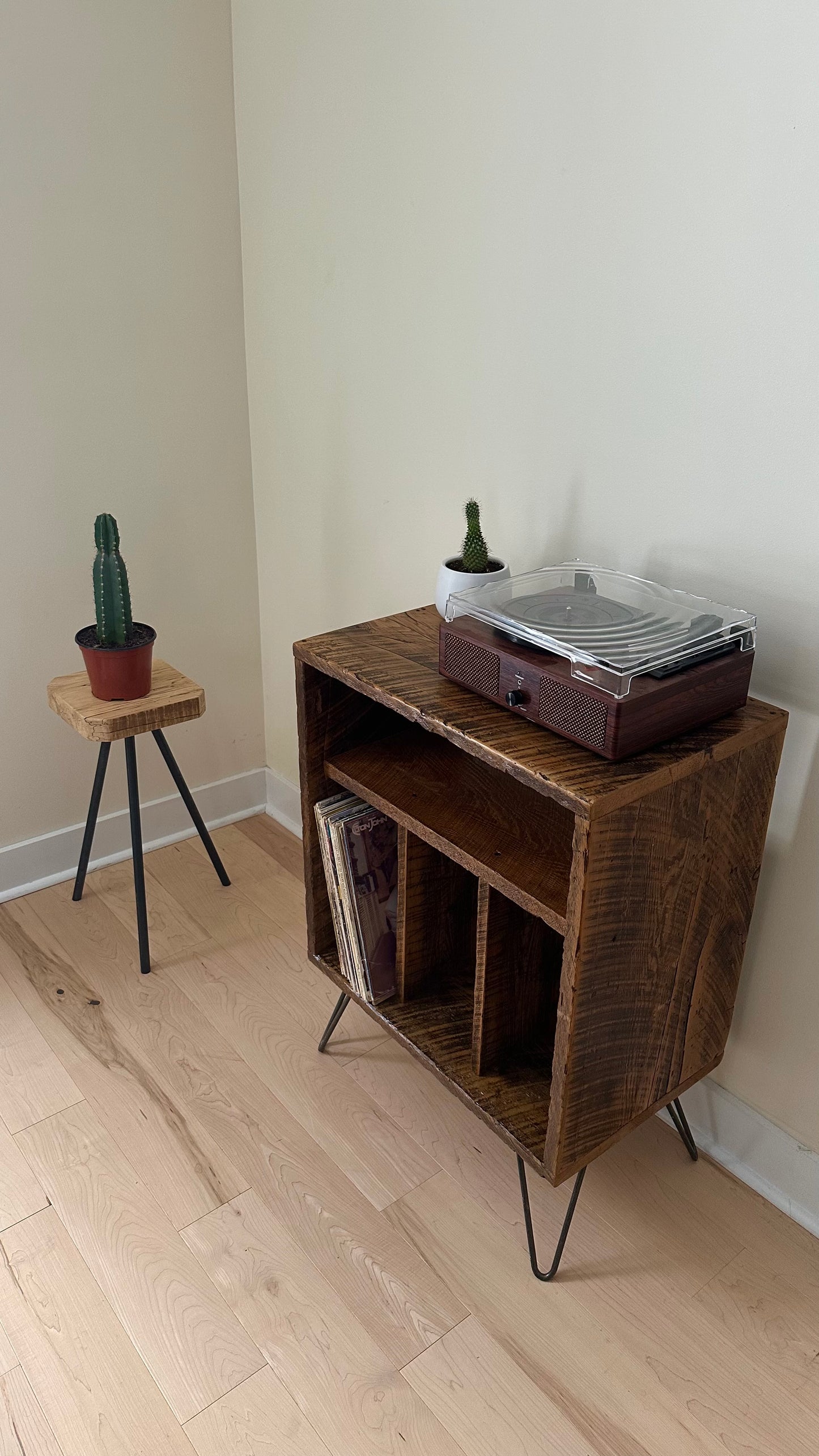 Rustic Reclaimed Wood Record / Vinyl / Media Table