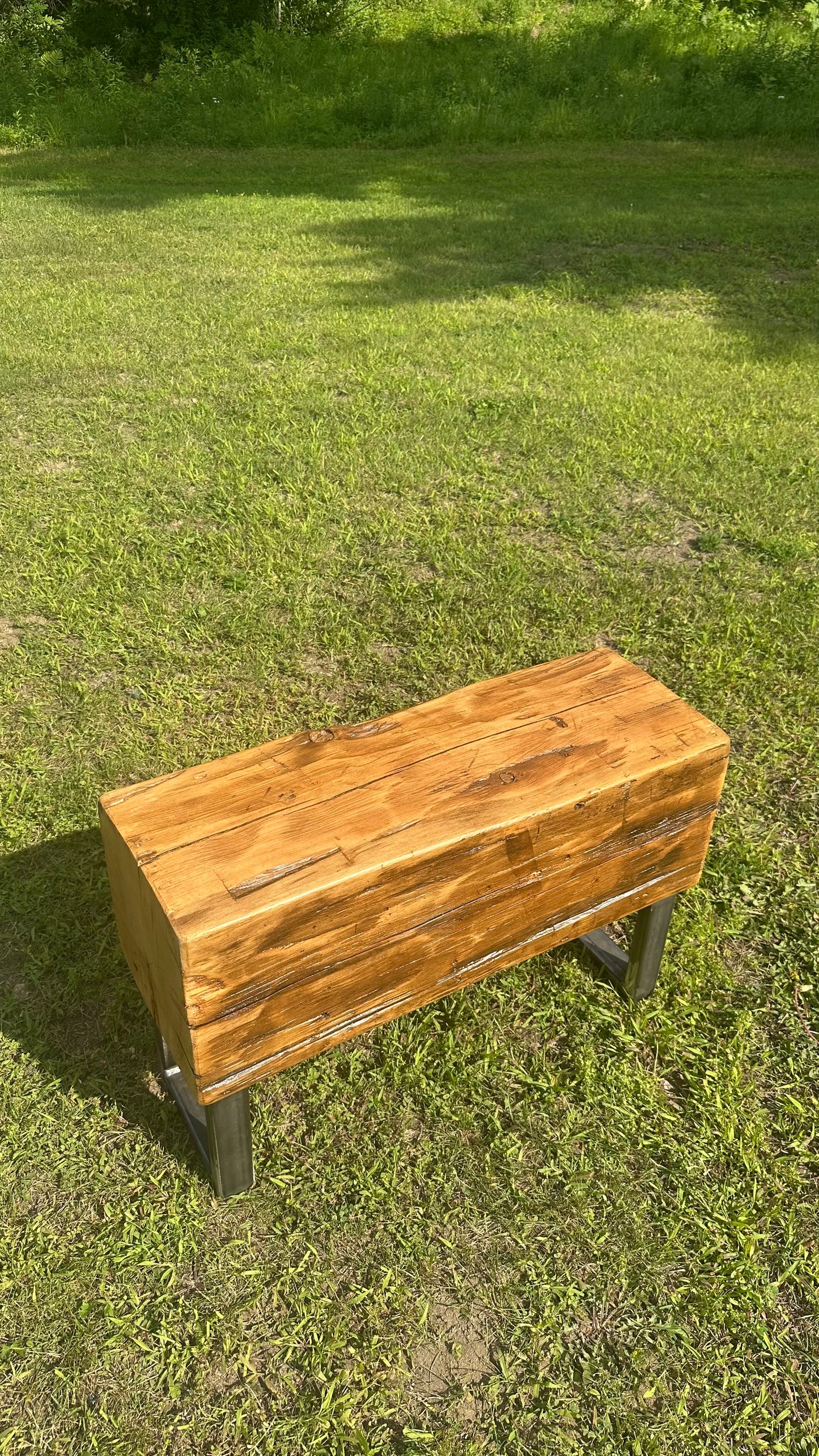 2.5' L Rustic Wood Beam Bench