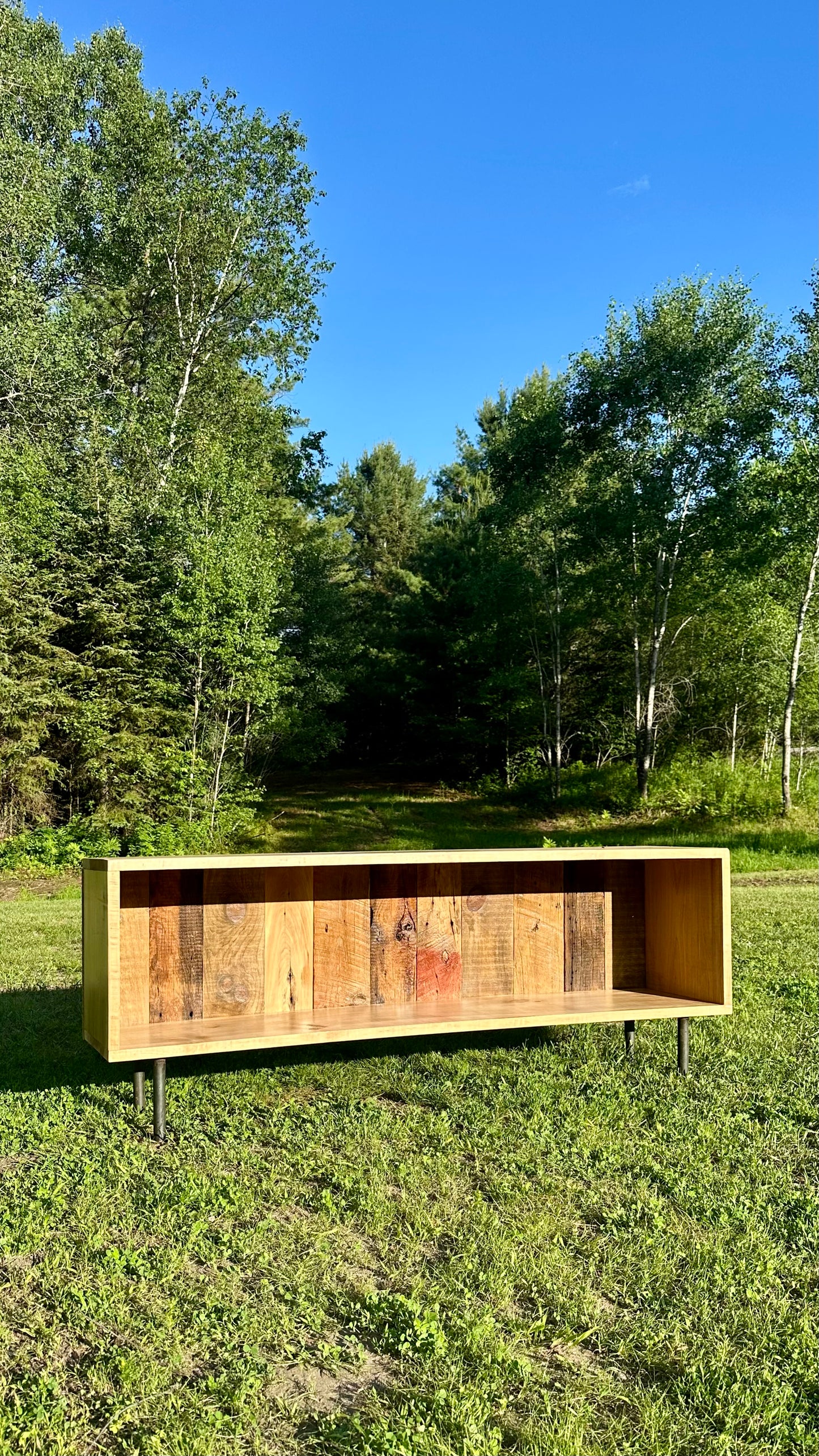 5' Rustic Wood Low Profile Media Stand