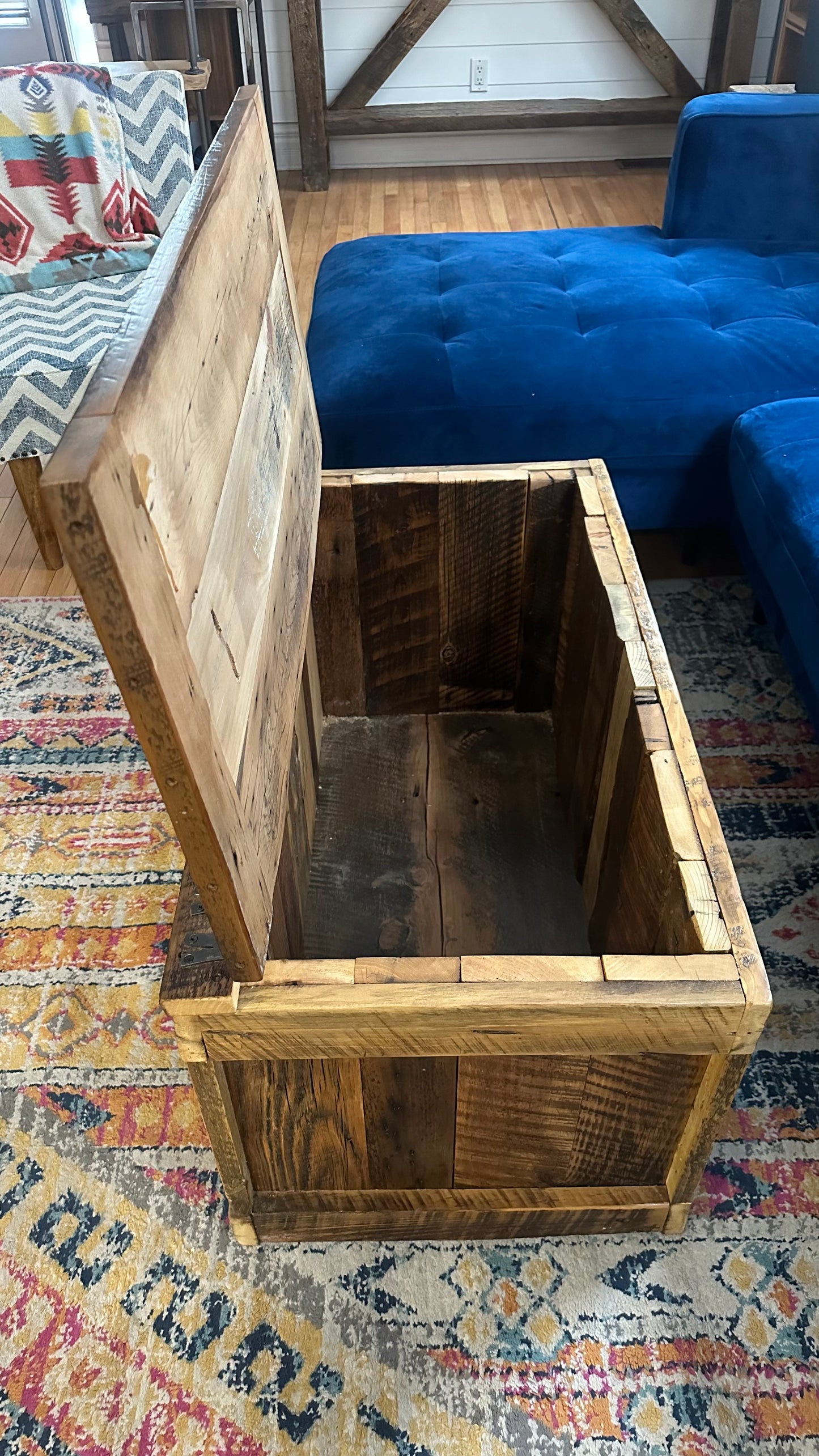 3’ L Rustic Mixed Reclaimed Wood Coffee Table / Storage Chest