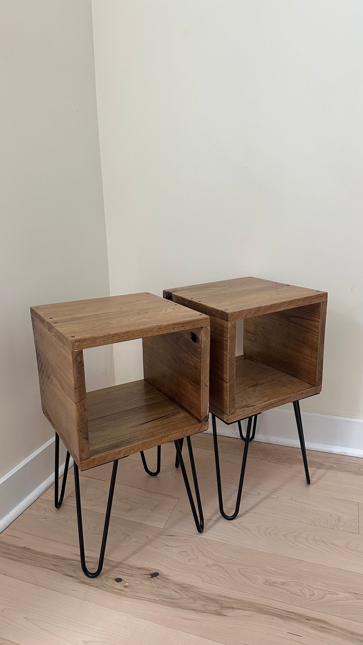 2 x Rustic Wood Side Tables / Night Stands