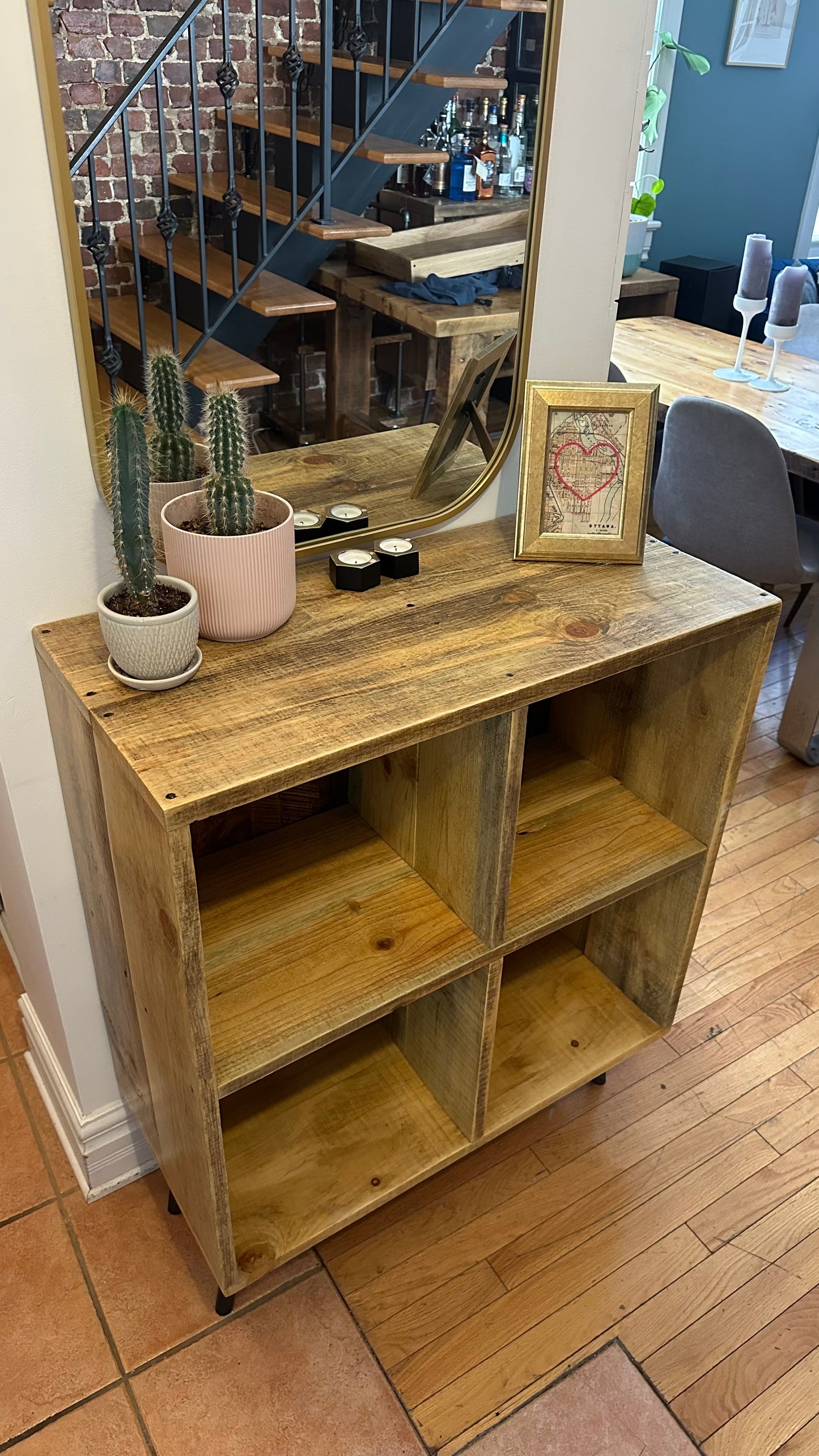 30” L Rustic Wood Cube Table