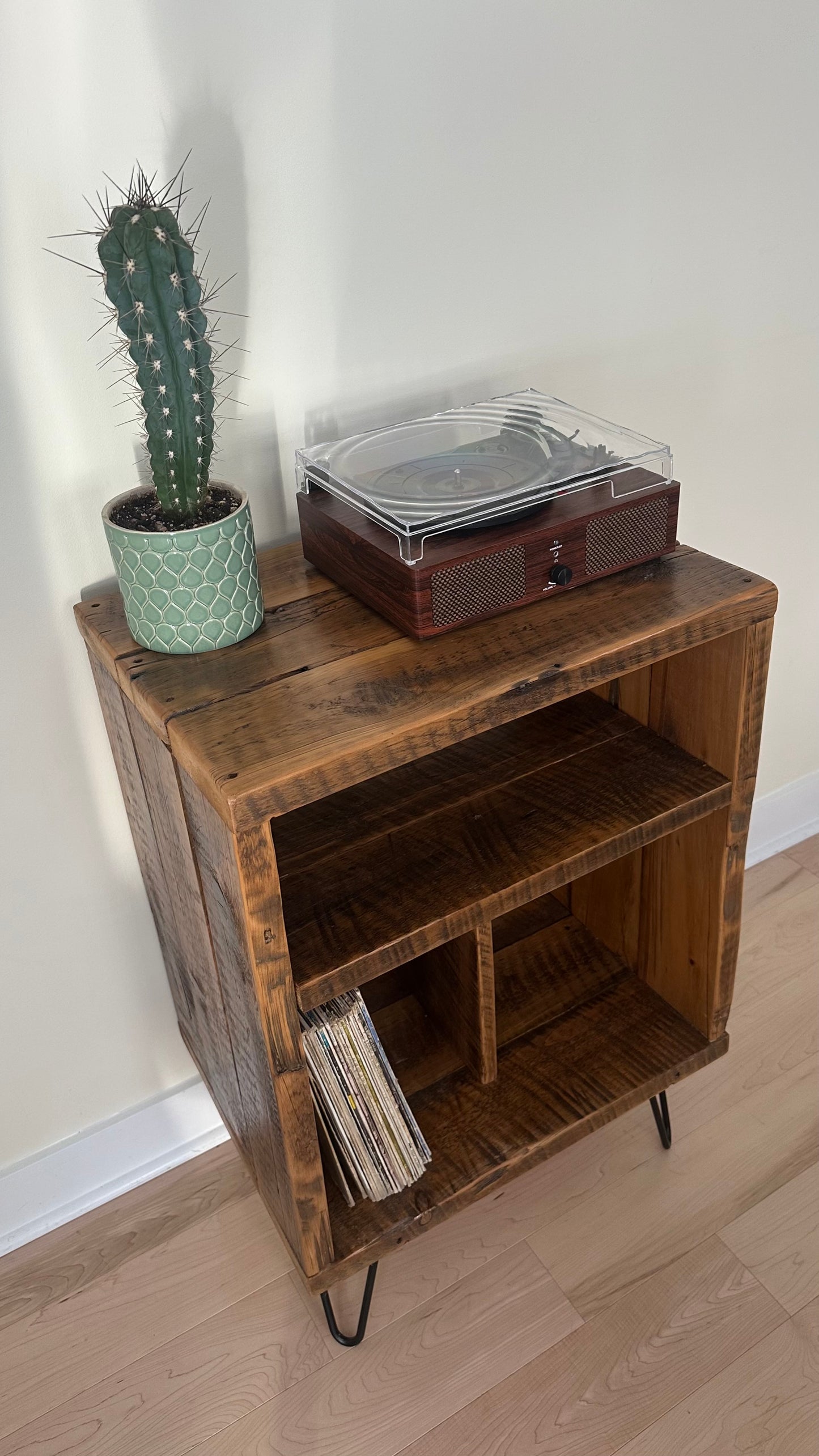 2’ L Rustic Reclaimed Wood Vinyl / Media Table
