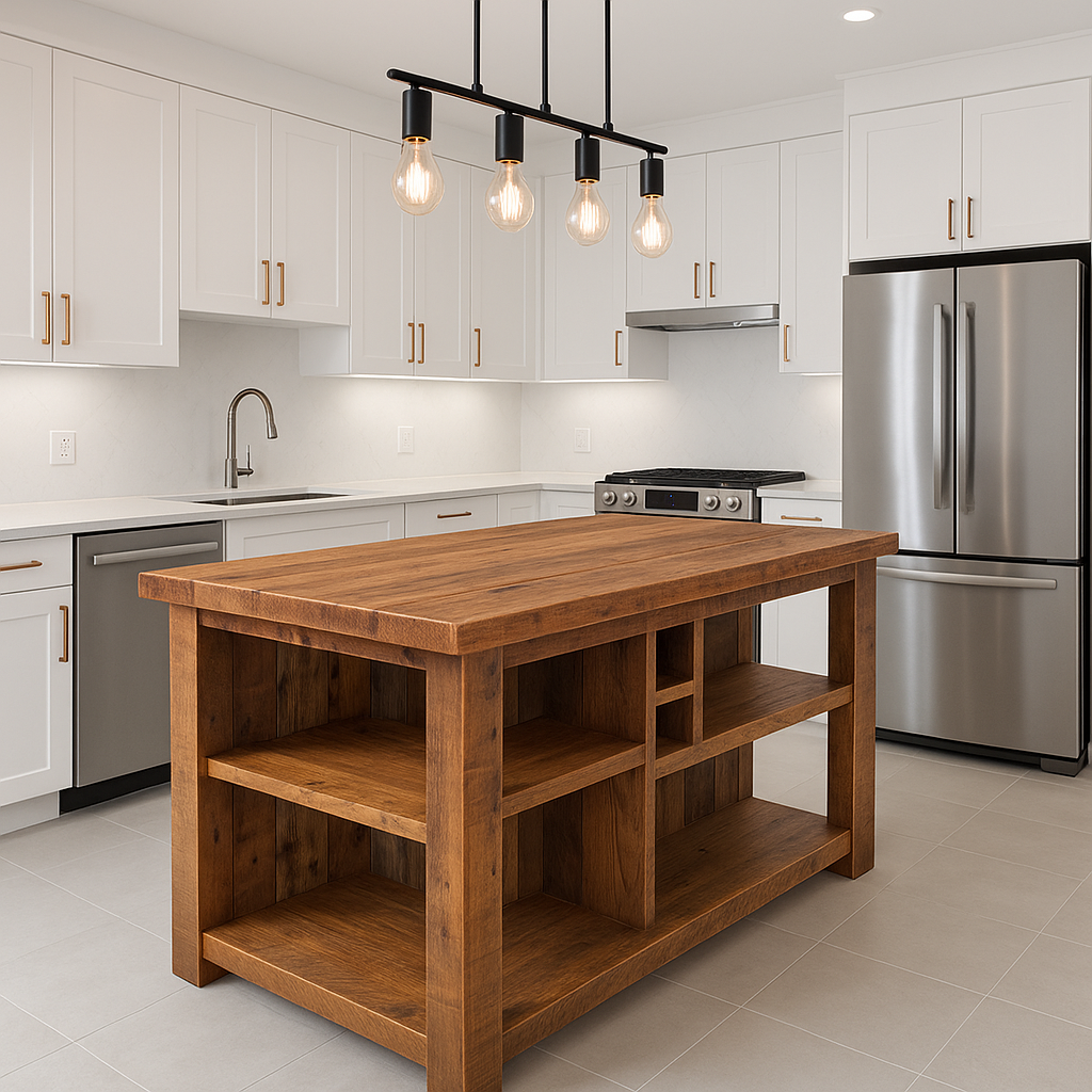 5 1/2’ L Rustic Reclaimed Wood Kitchen Island