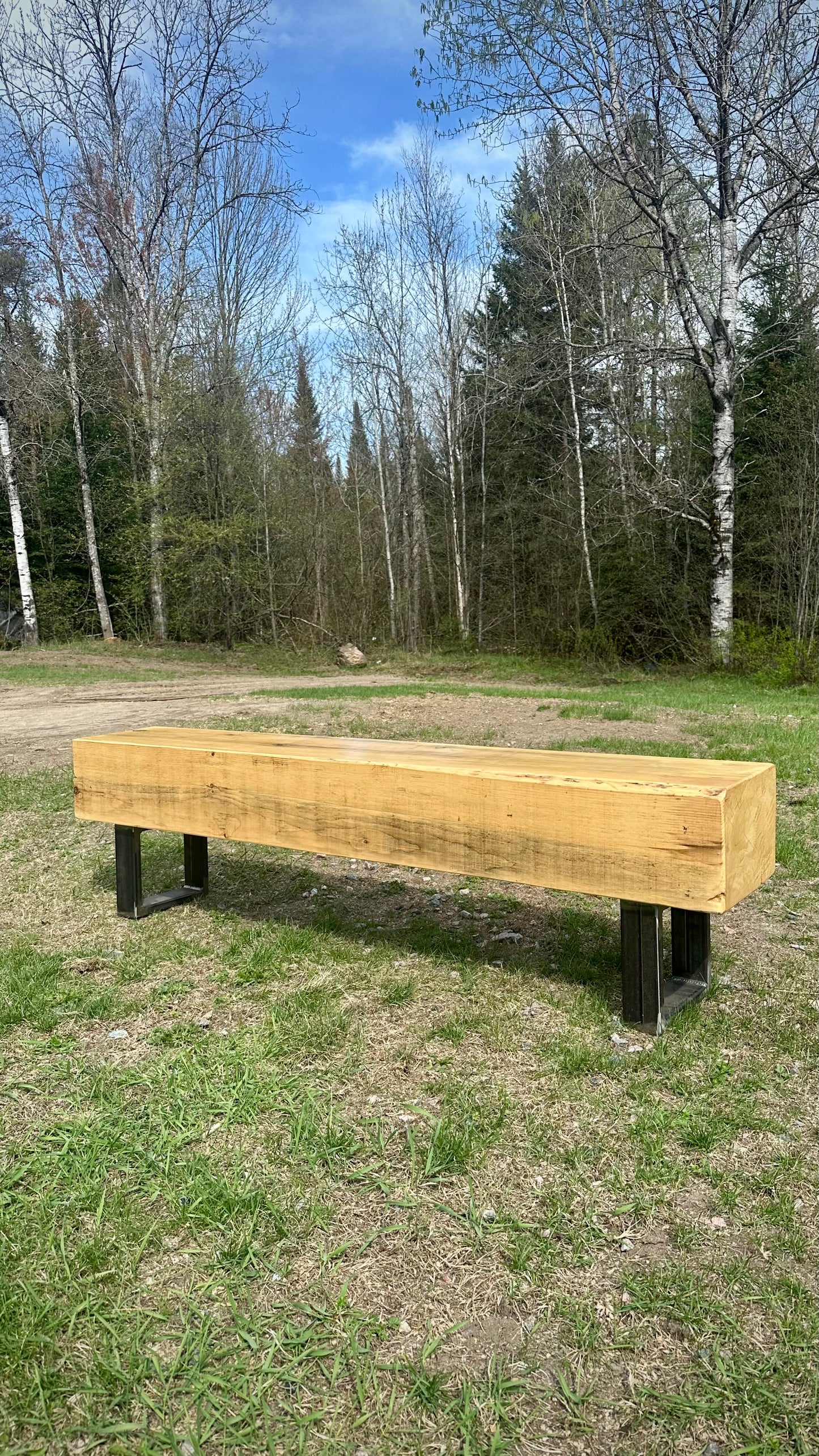 6’ L Rustic Pine Wood Beam Bench / Low Table