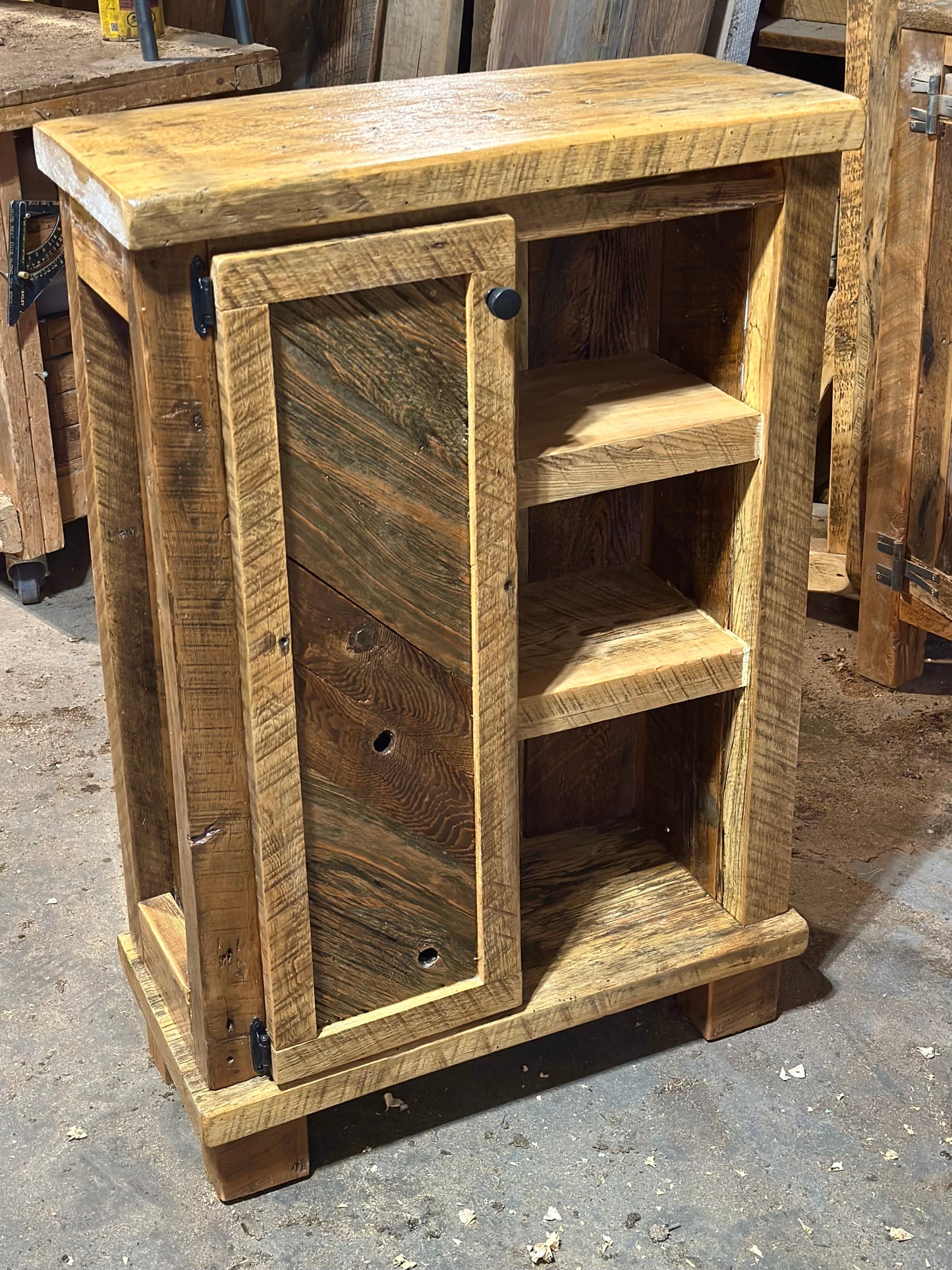 2.5’ L Rustic Reclaimed Wood Bar / Kitchen Cabinet