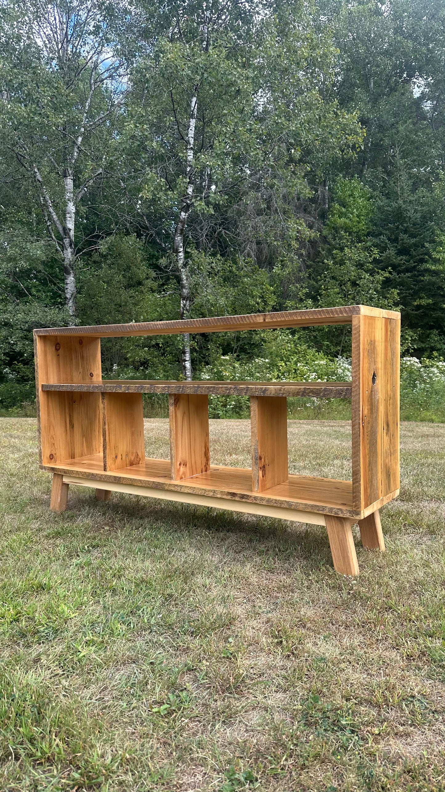 5’ L Rustic Reclaimed Wood Media Stand