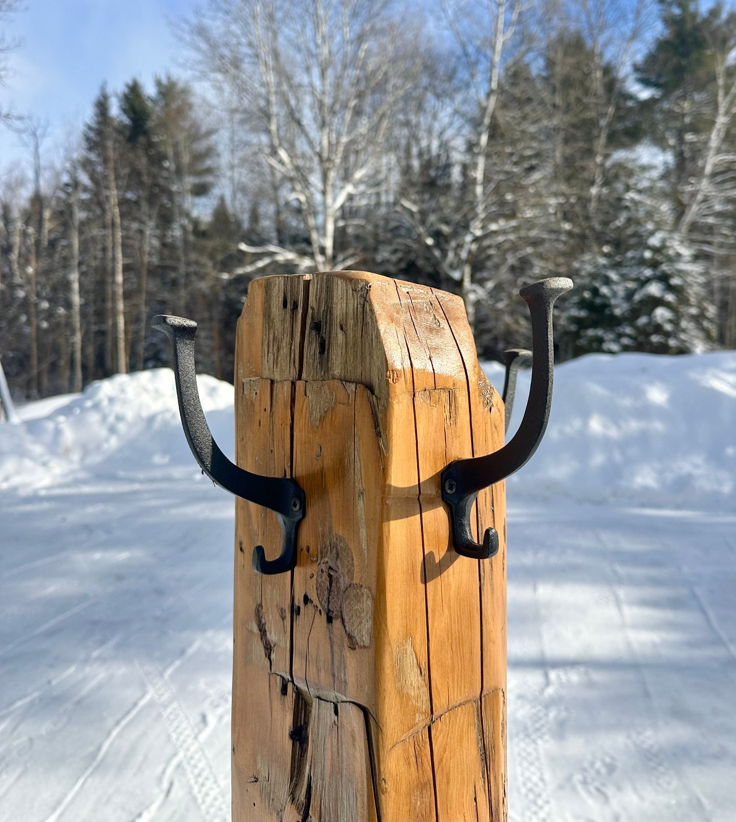 6’ H Rustic Wood Beam Coat Tree
