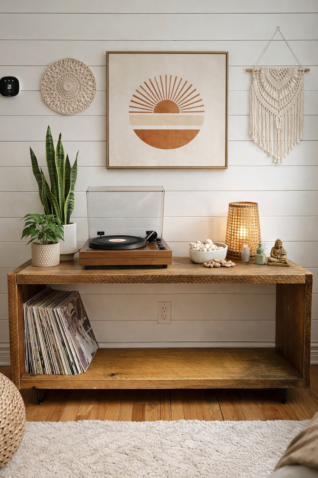 4' L Rustic Wood Media Stand / Table