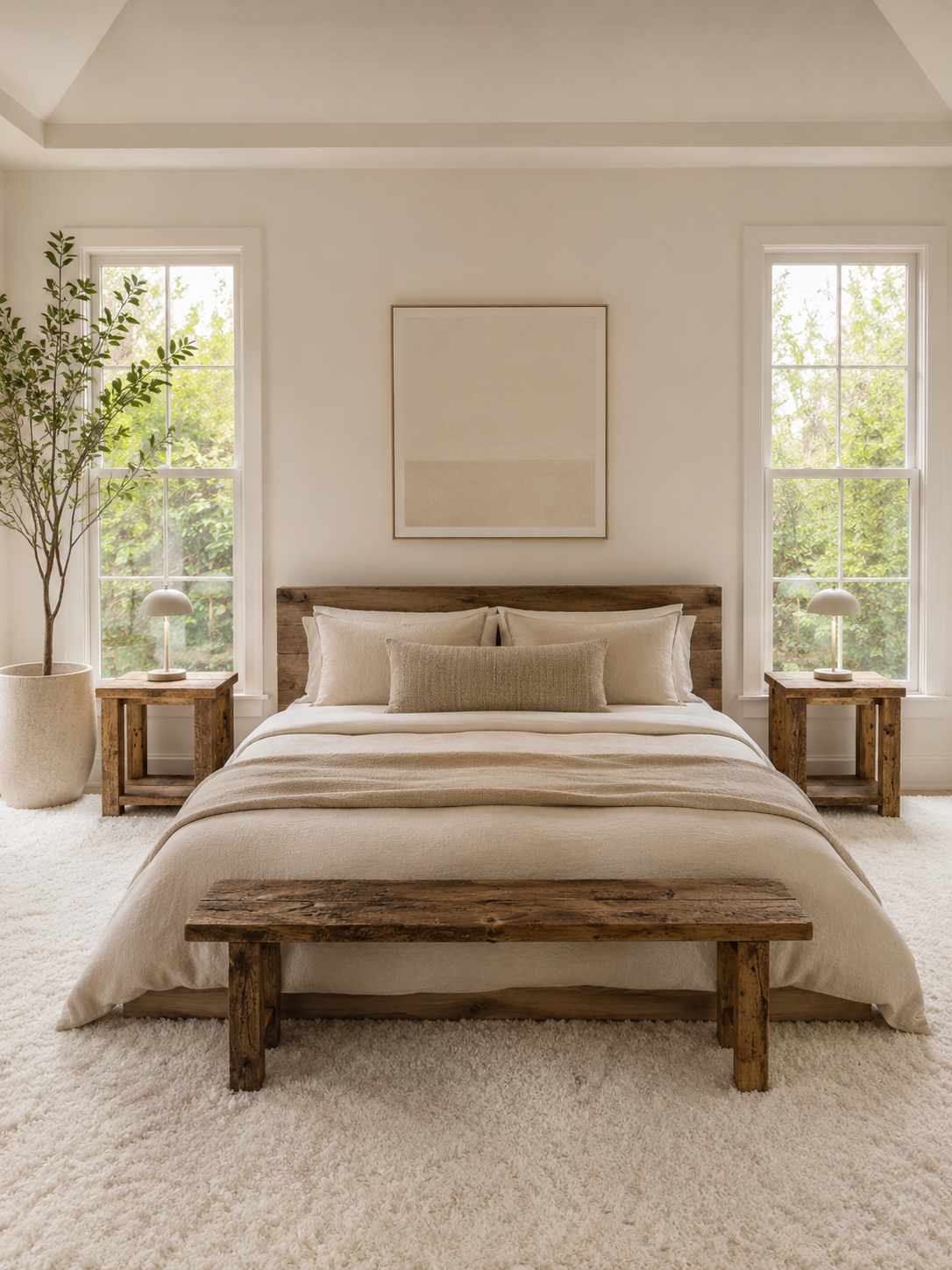 Set of 2 Rustic Wood Side Tables / Night Stands