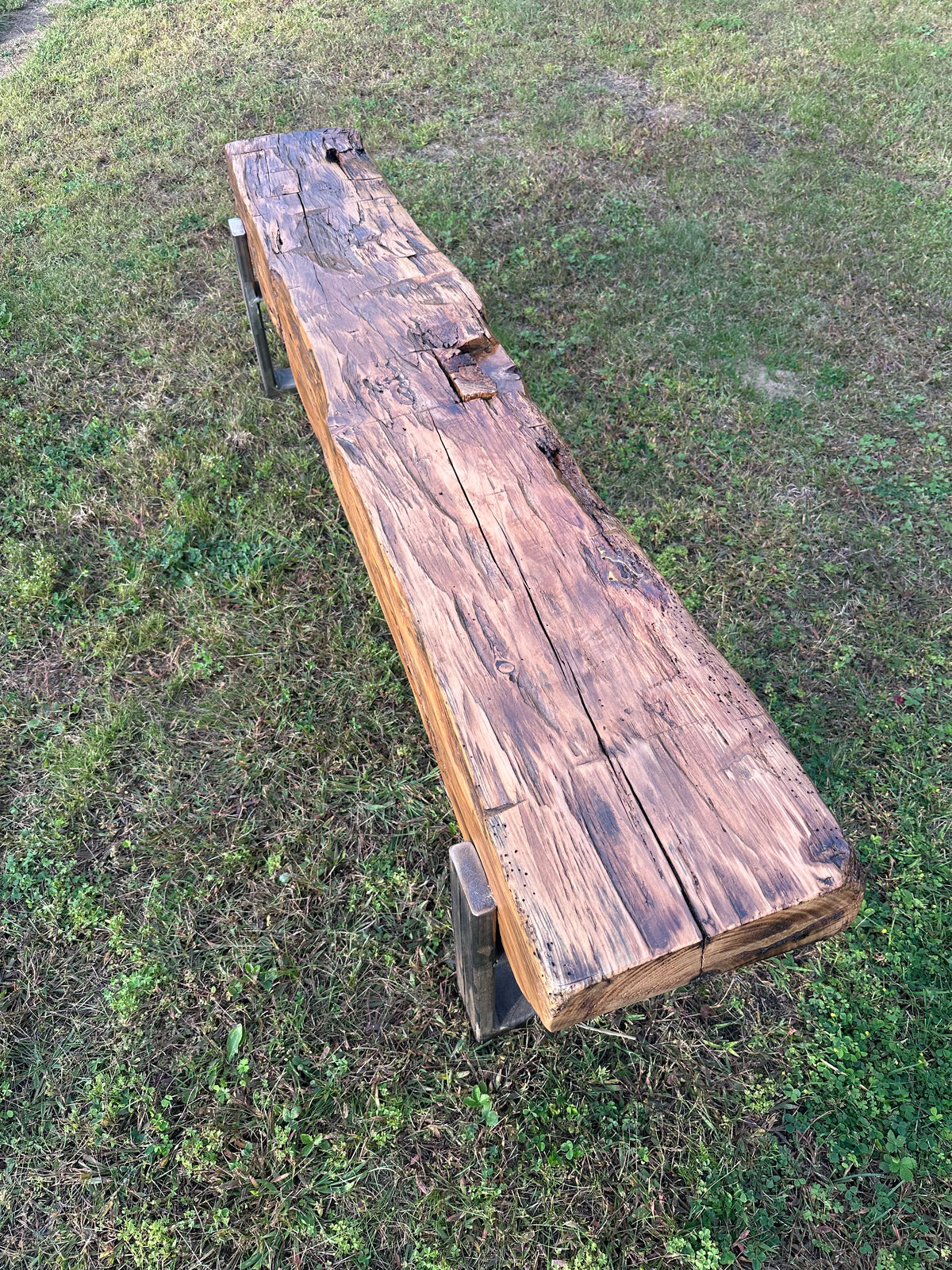 5' L Rustic Reclaimed Barn Wood Beam Bench