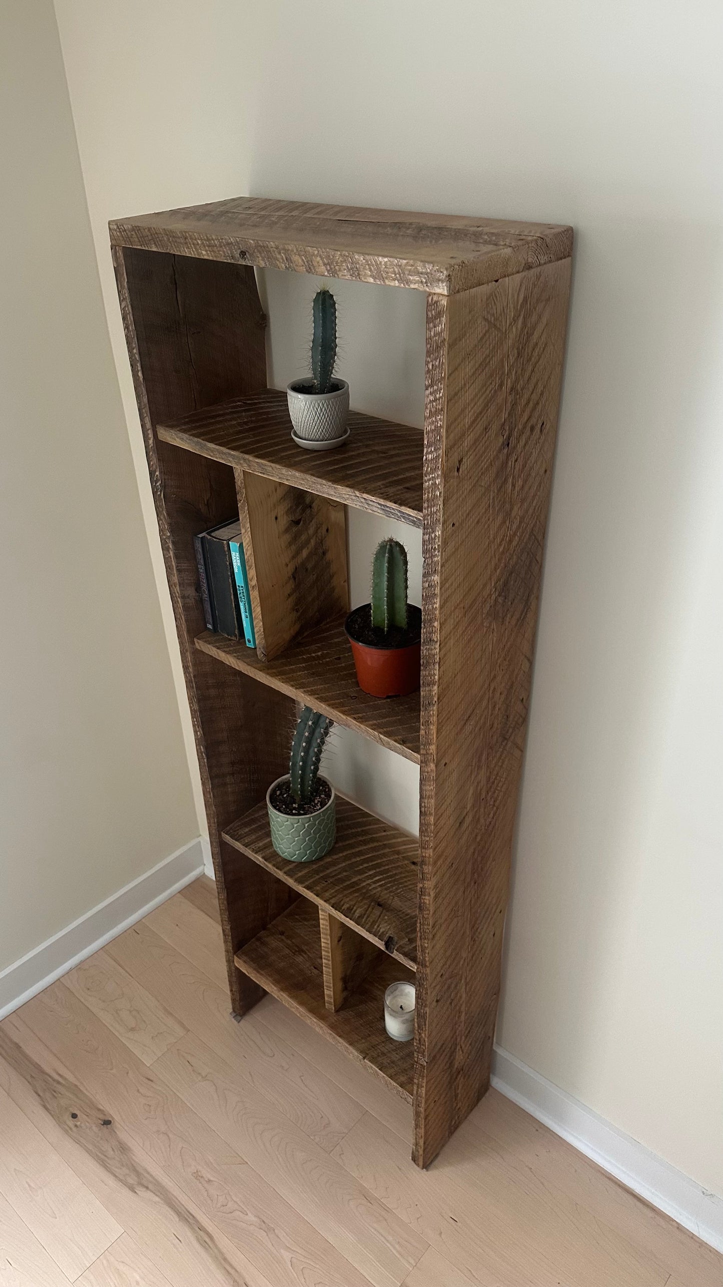 6’ H Rustic Reclaimed Wood Bookcase / Shelf