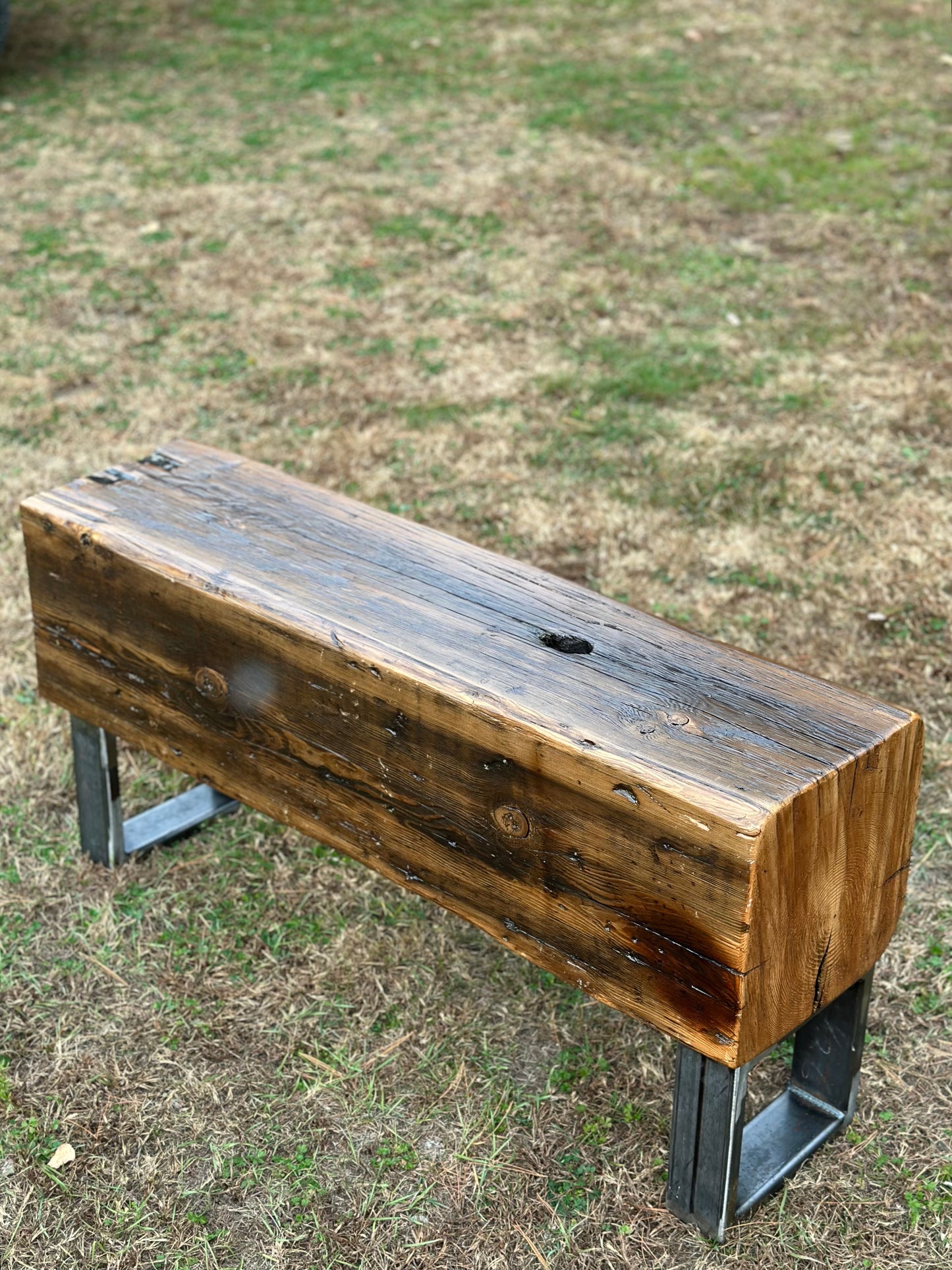 3 1/2’ Rustic Reclaimed Fir Wood Beam Bench