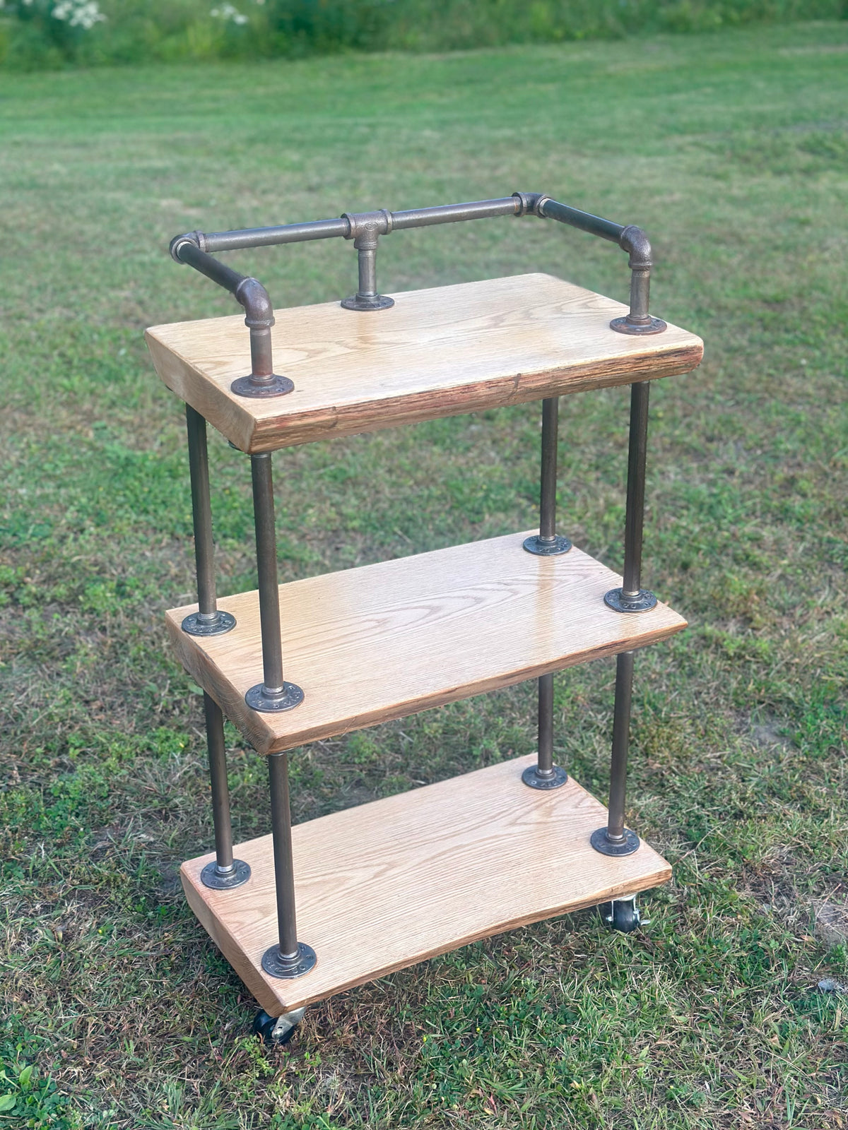 Rustic Oak Wood + Iron Bar Cart