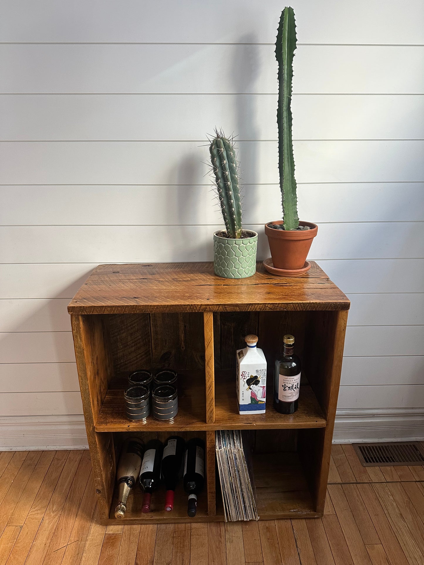 30” L Rustic Reclaimed Wood Cube Table