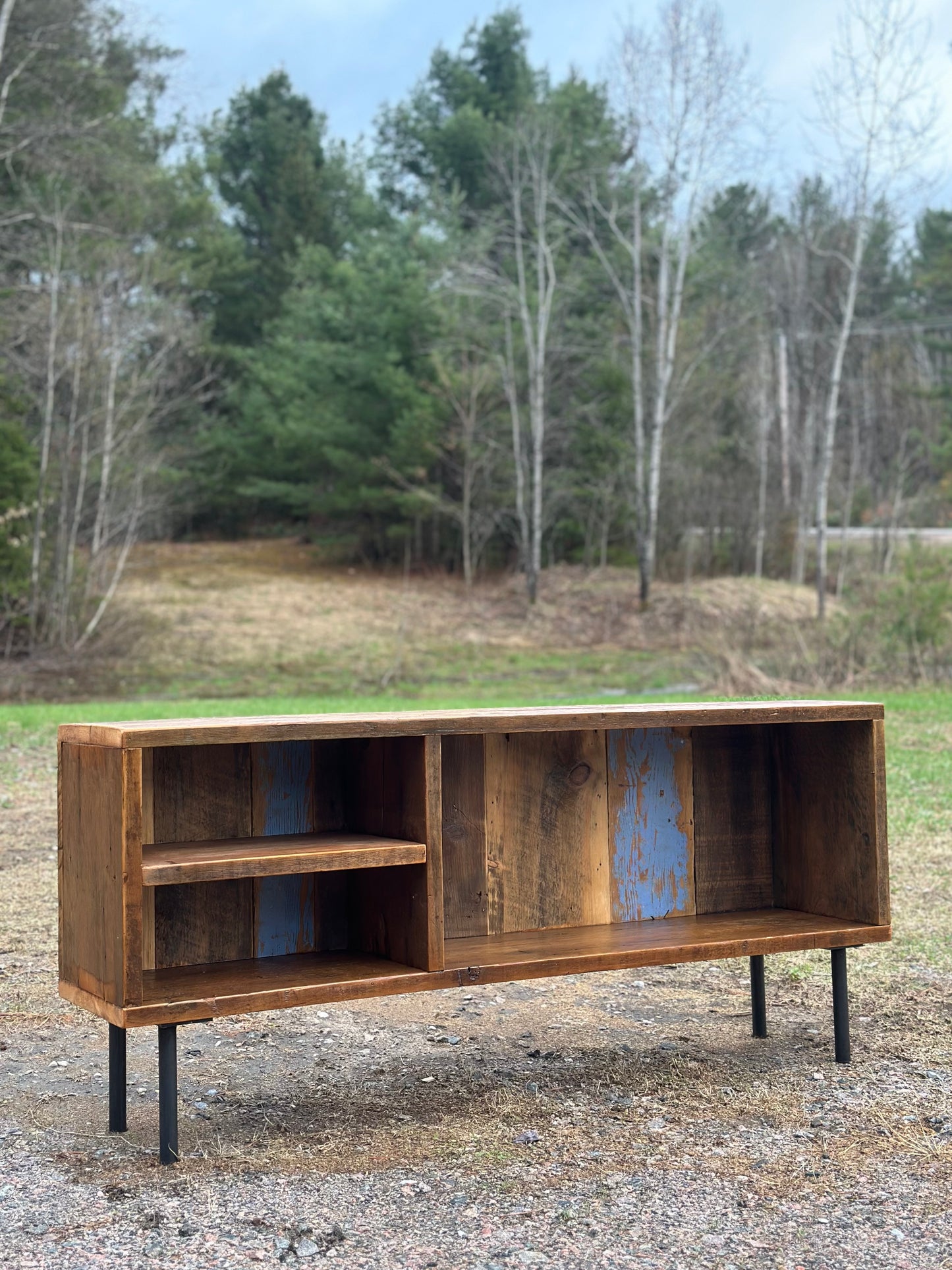 Rustic Reclaimed Wood Media Stand / Table on Pin legs