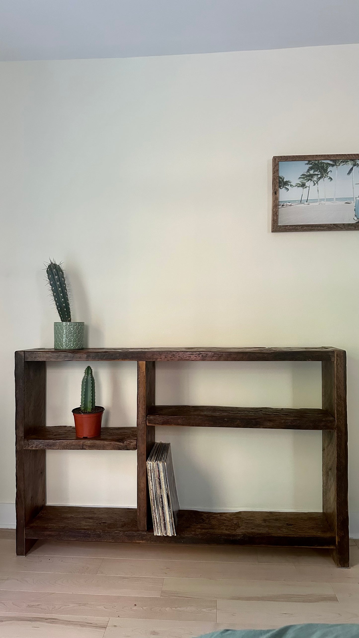 5’ L Rustic Reclaimed Wood Minimalist Shelf / Console Table