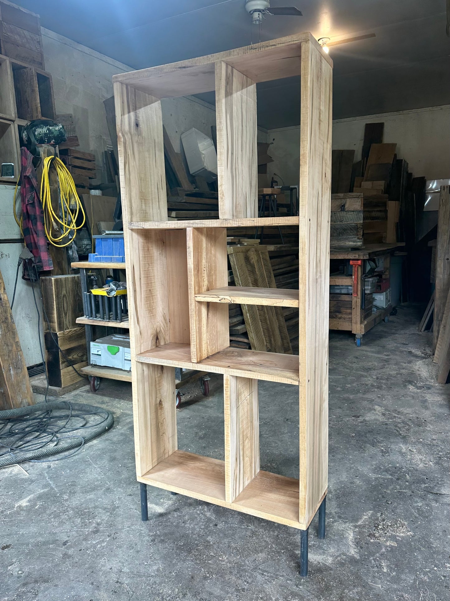 5 1/2' Rustic Maple Bookcase on Pin Legs