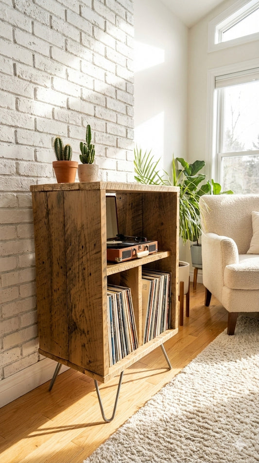 Rustic Reclaimed Wood Vinyl / Media Table