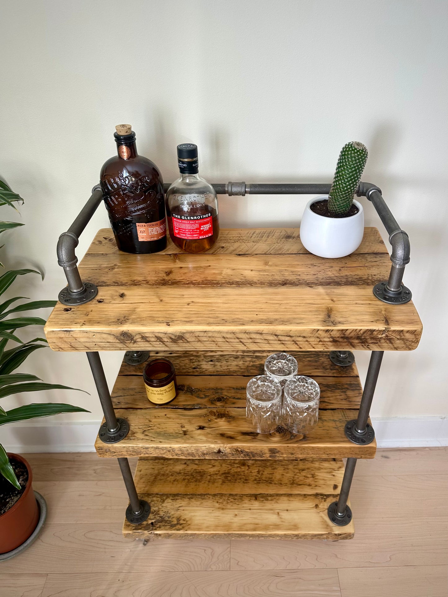 2’ L Rustic Reclaimed Wood Bar / Kitchen Cart