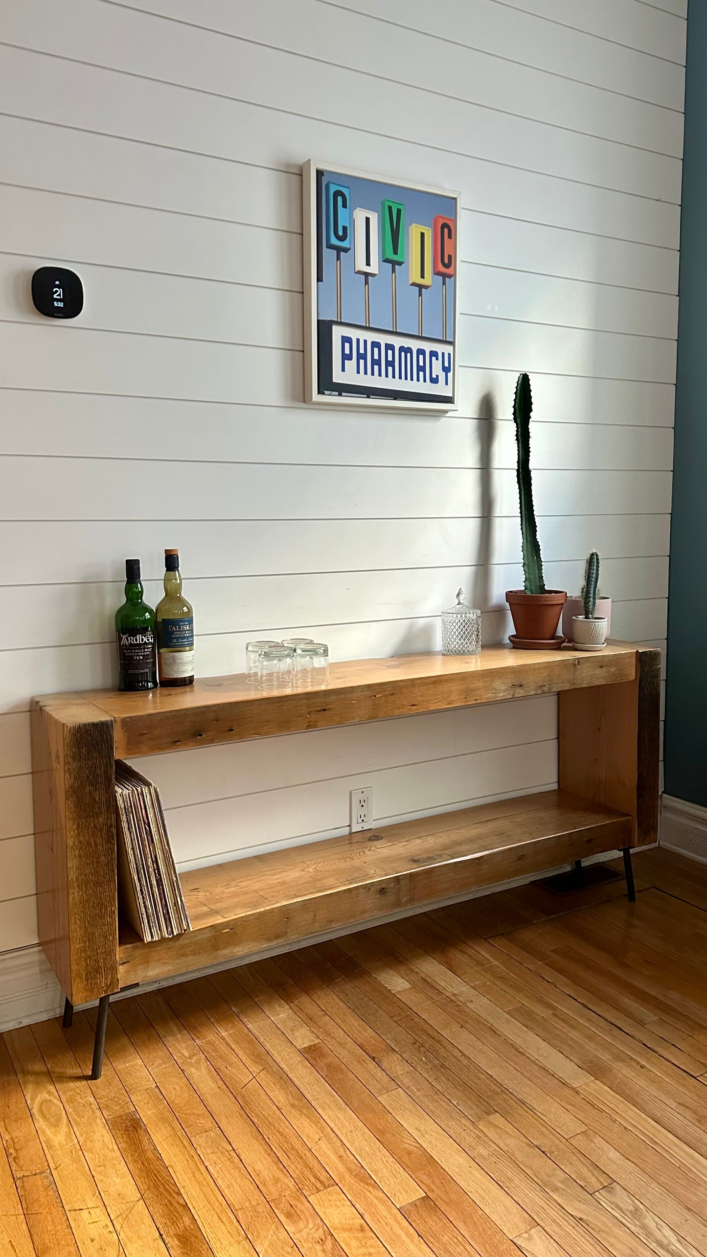 Rustic Reclaimed Wood Minimalist Media Stand