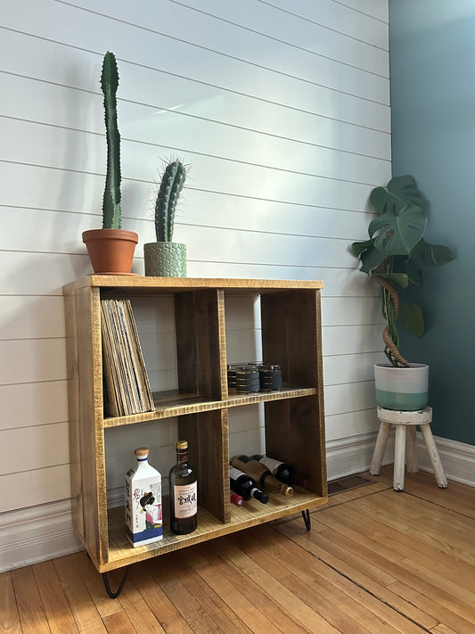 30” L Rustic Wood Cube Table