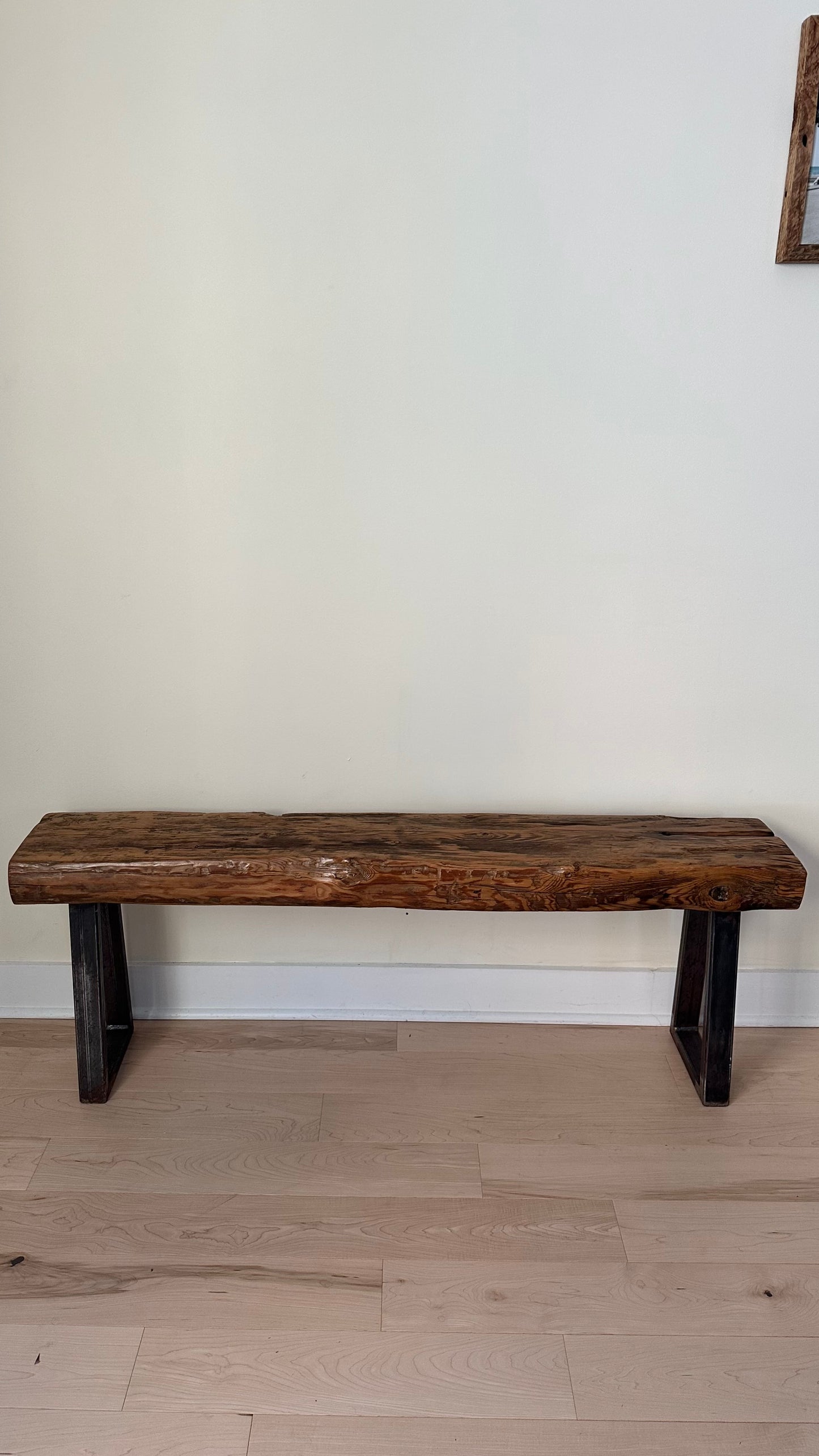 4 1/2’ Rustic Reclaimed Wood + Steel Bench