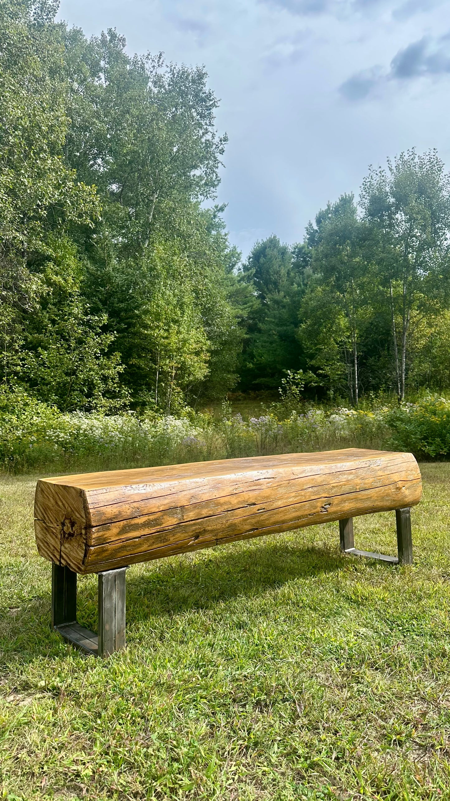 5’ L Rustic Barn Wood Beam Bench