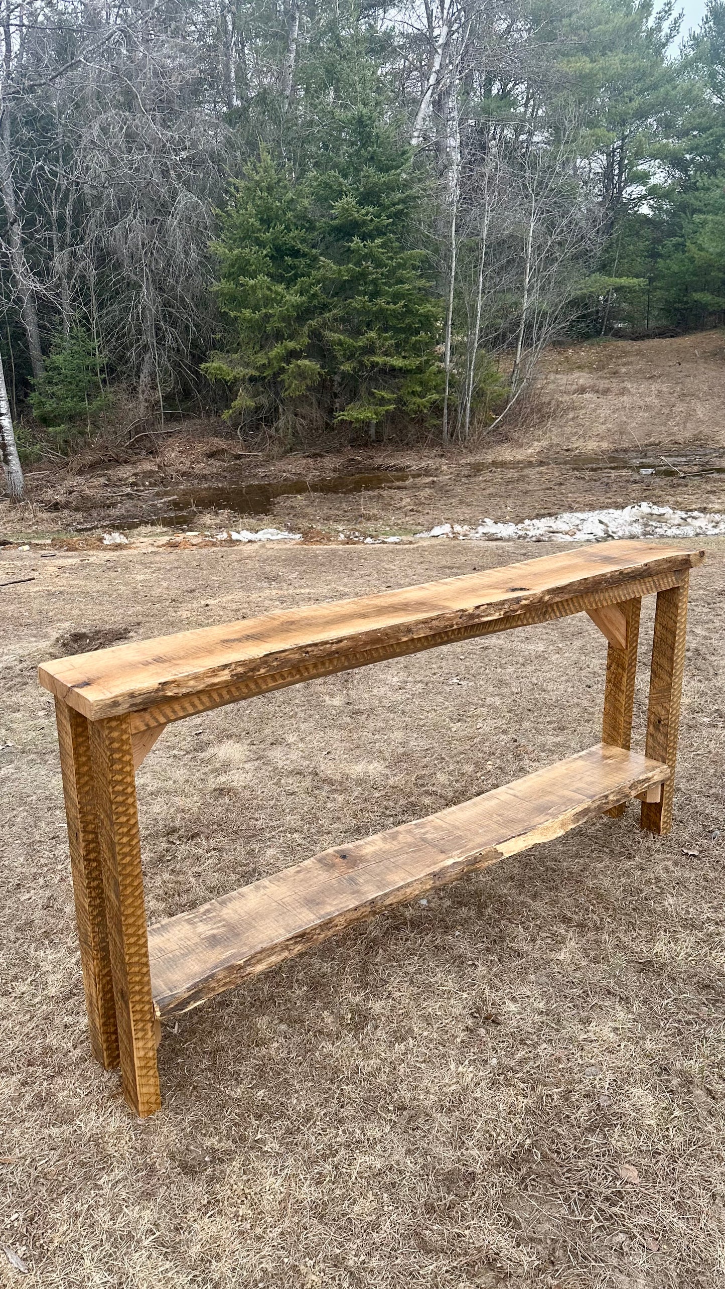 6' L Rustic Live Edge Wood Table