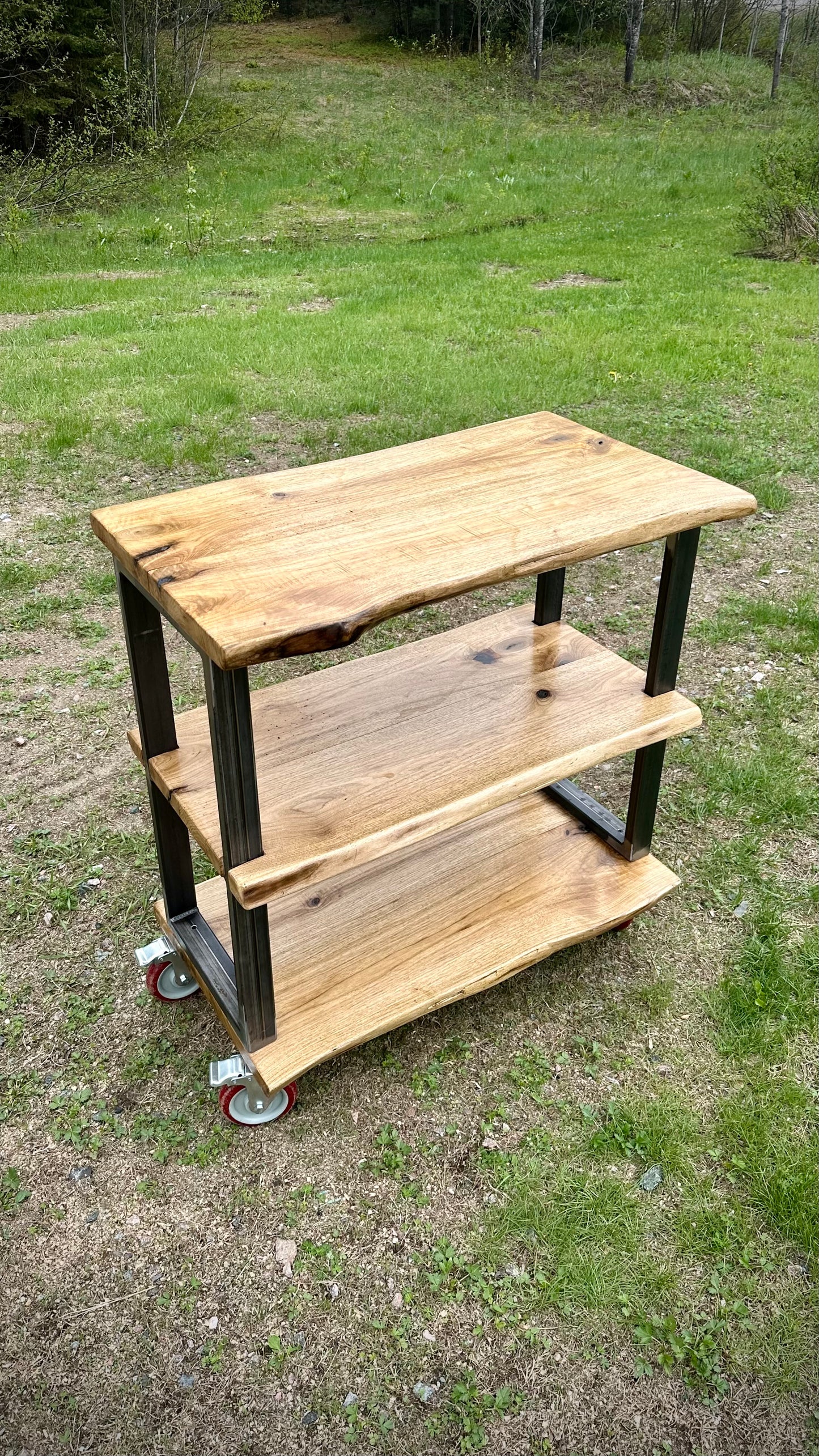 3’ L Rustic Live Edge Wood Bar Cart /Kitchen Island