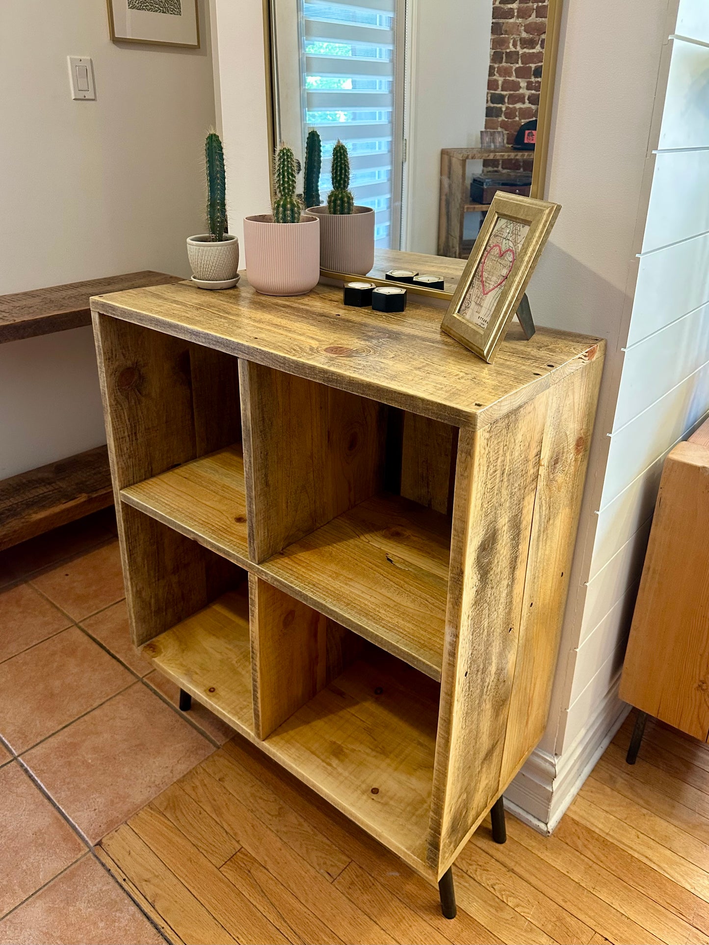 30” L Rustic Wood Cube Table