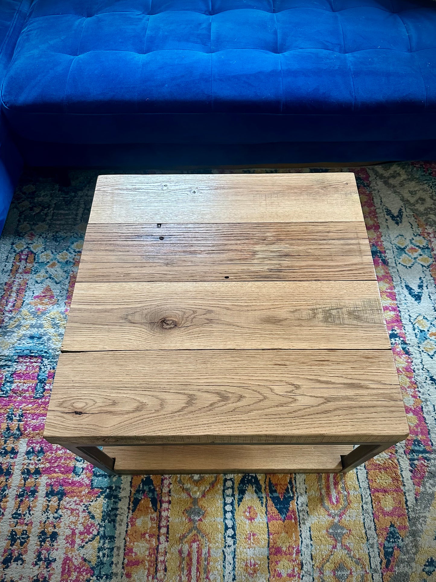 Compact Rustic Oak + Steel Coffee Table