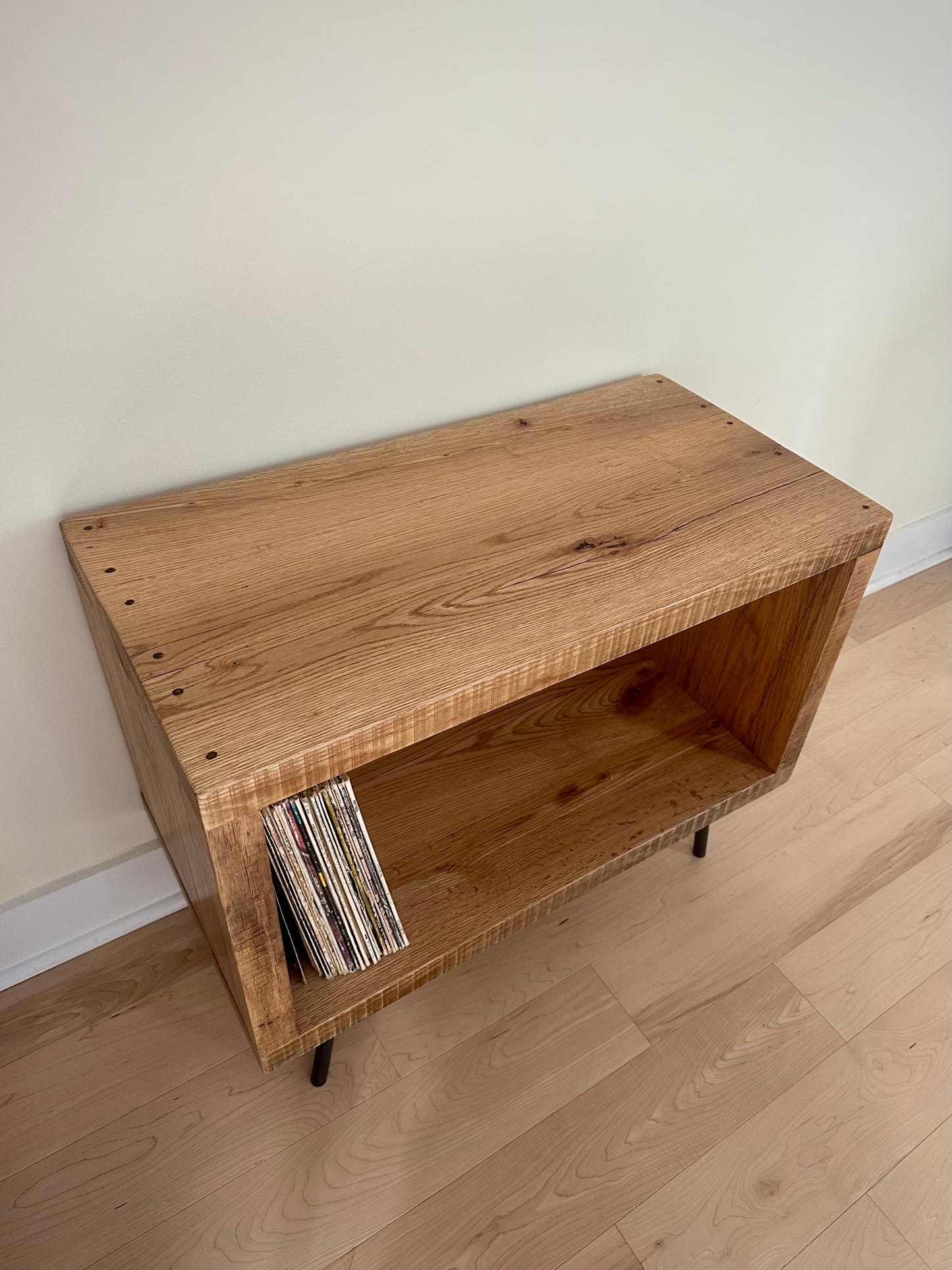 Rustic Reclaimed Oak Wood Side Table / Stand