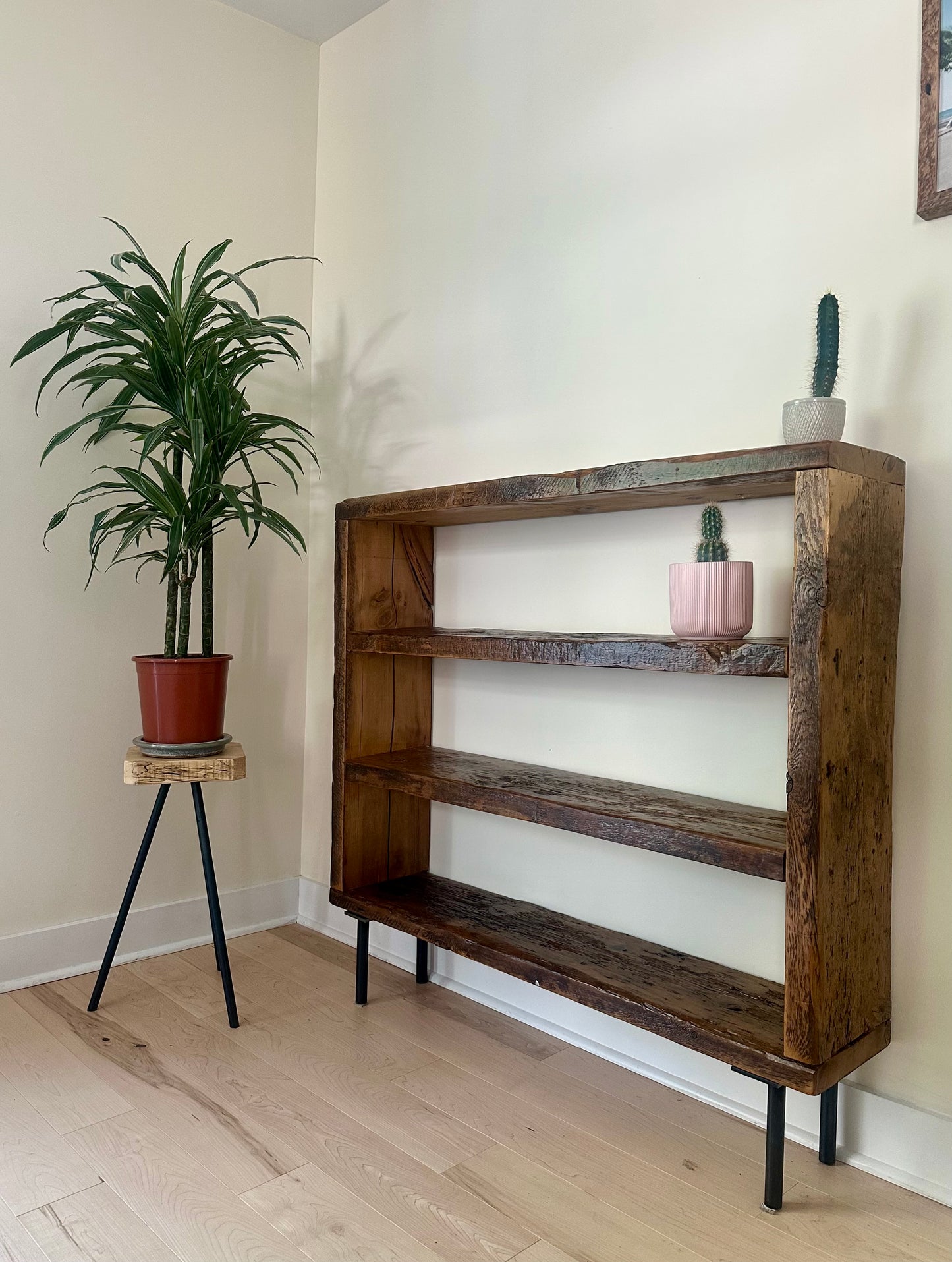 4’ L Rustic Reclaimed Wood Bookcase / Shelf