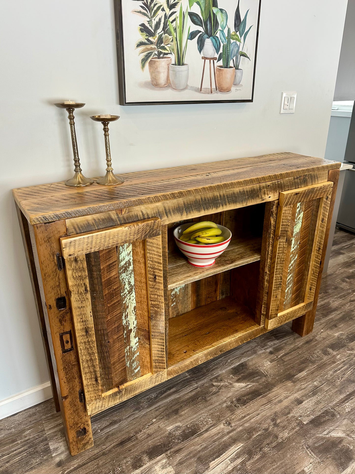 5’ L Rustic Wood Bar Cabinet