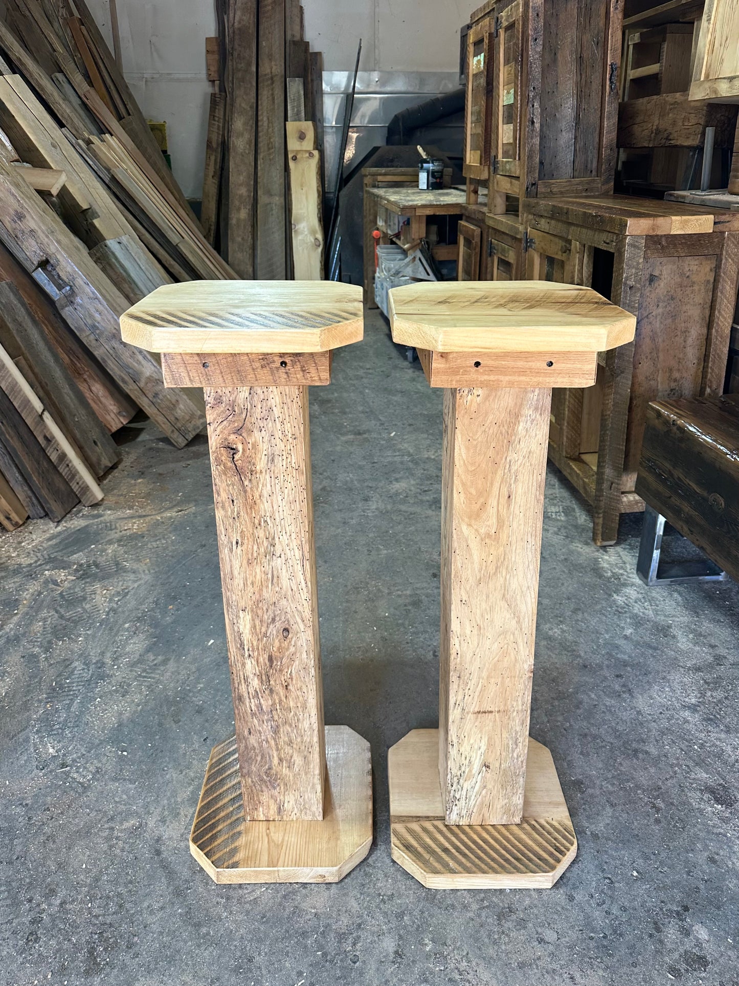 2 x Rustic Reclaimed Wood Stands