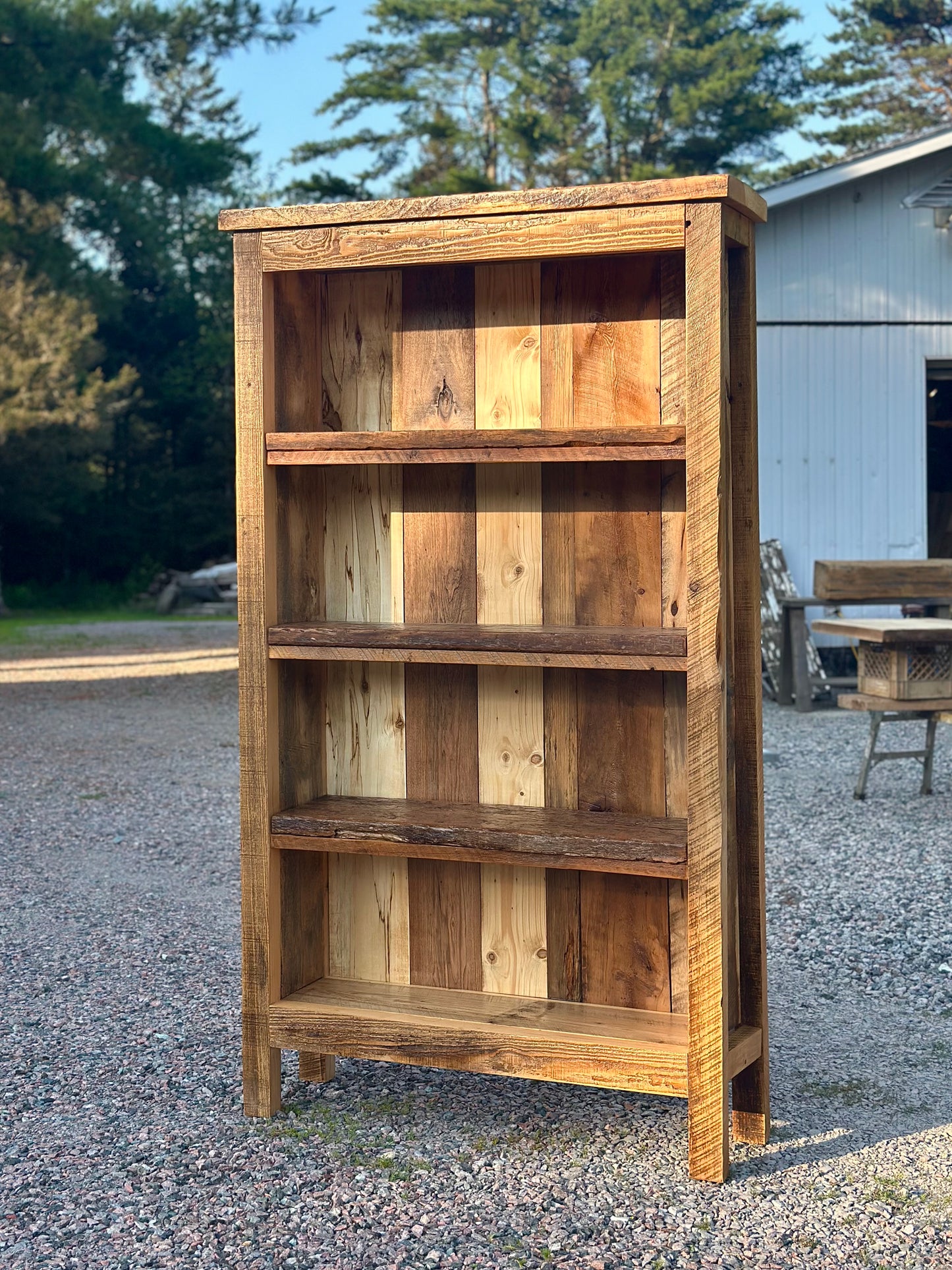 7' H Rustic Wood Bookcase