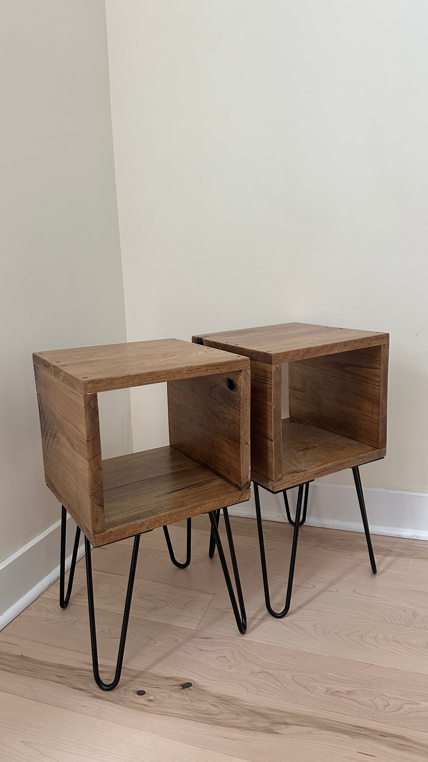 2 x Rustic Wood Side Tables / Night Stands