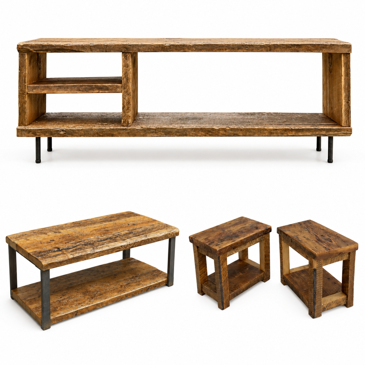 4 Piece Rustic Living Room Set